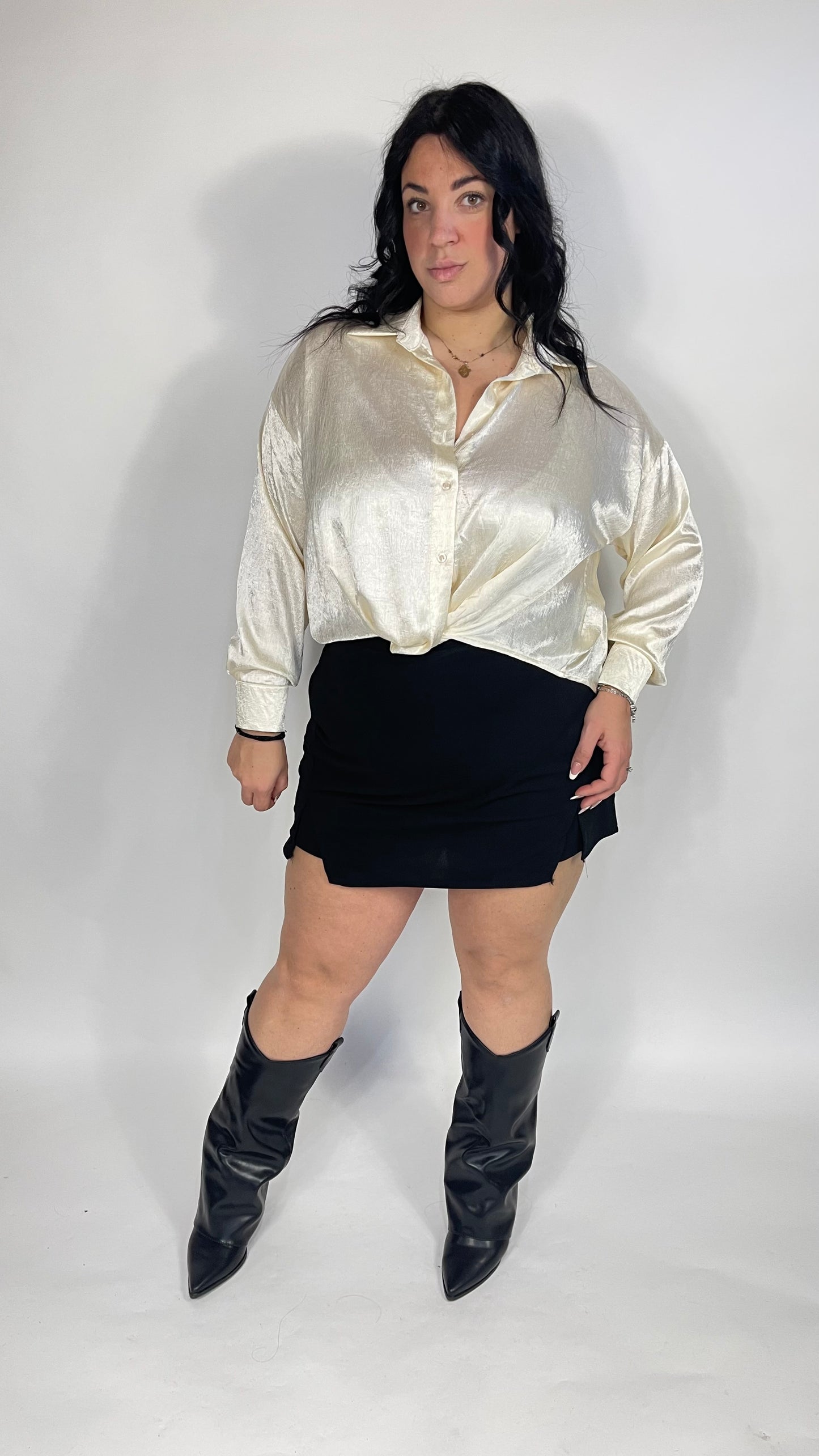 Camicia Crop Curvy Avorio