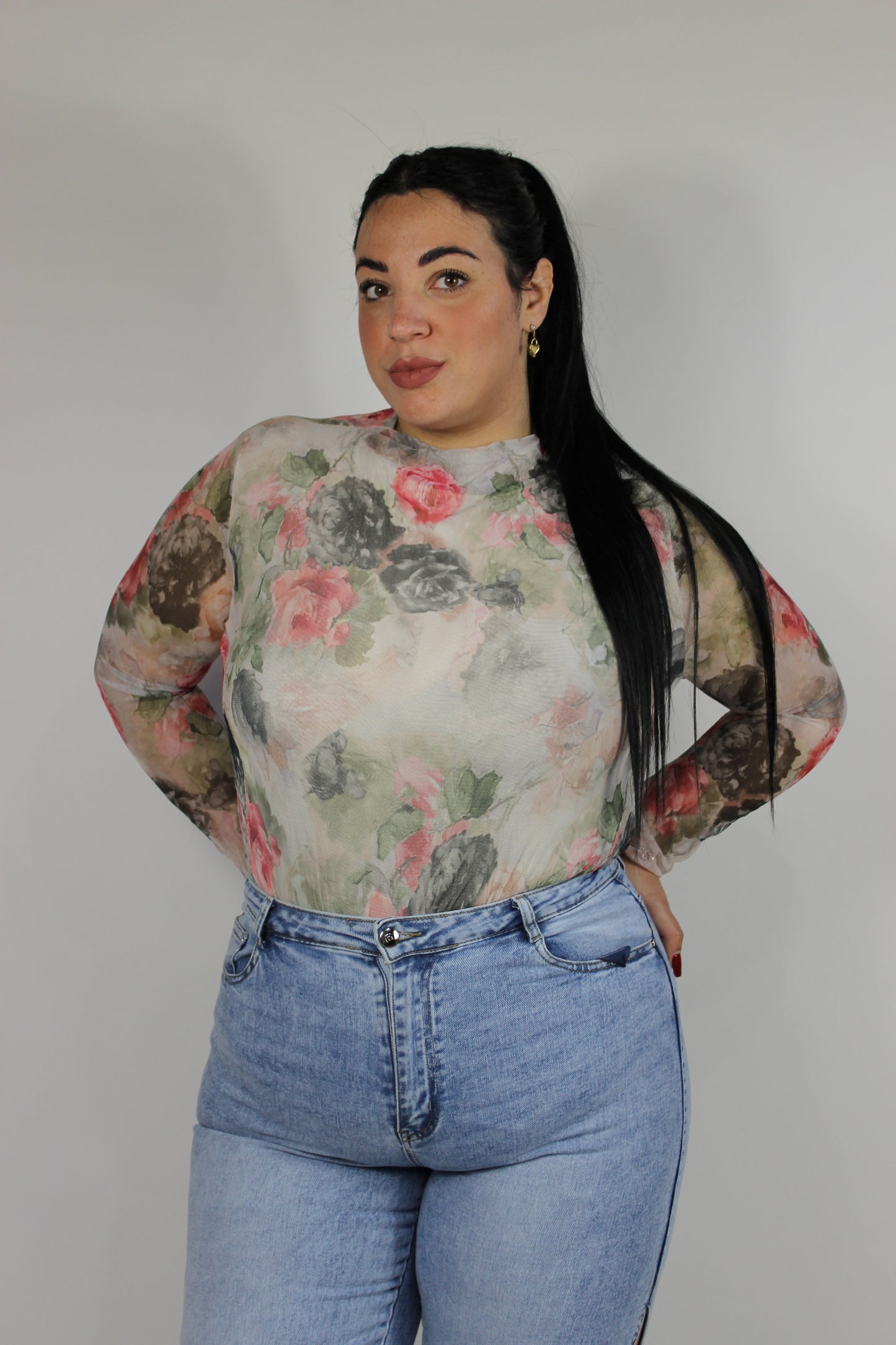 Maglia Roses Curvy Rosa