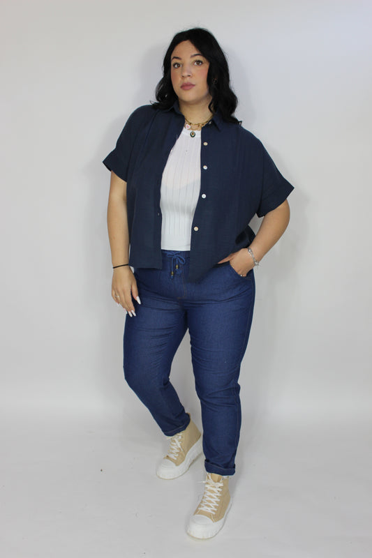 Pantalone effetto Denim Scuro(L/5XL)