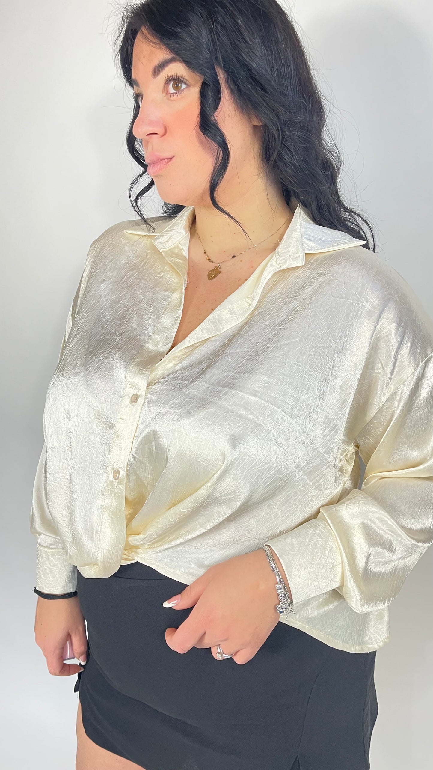 Camicia Crop Curvy Avorio