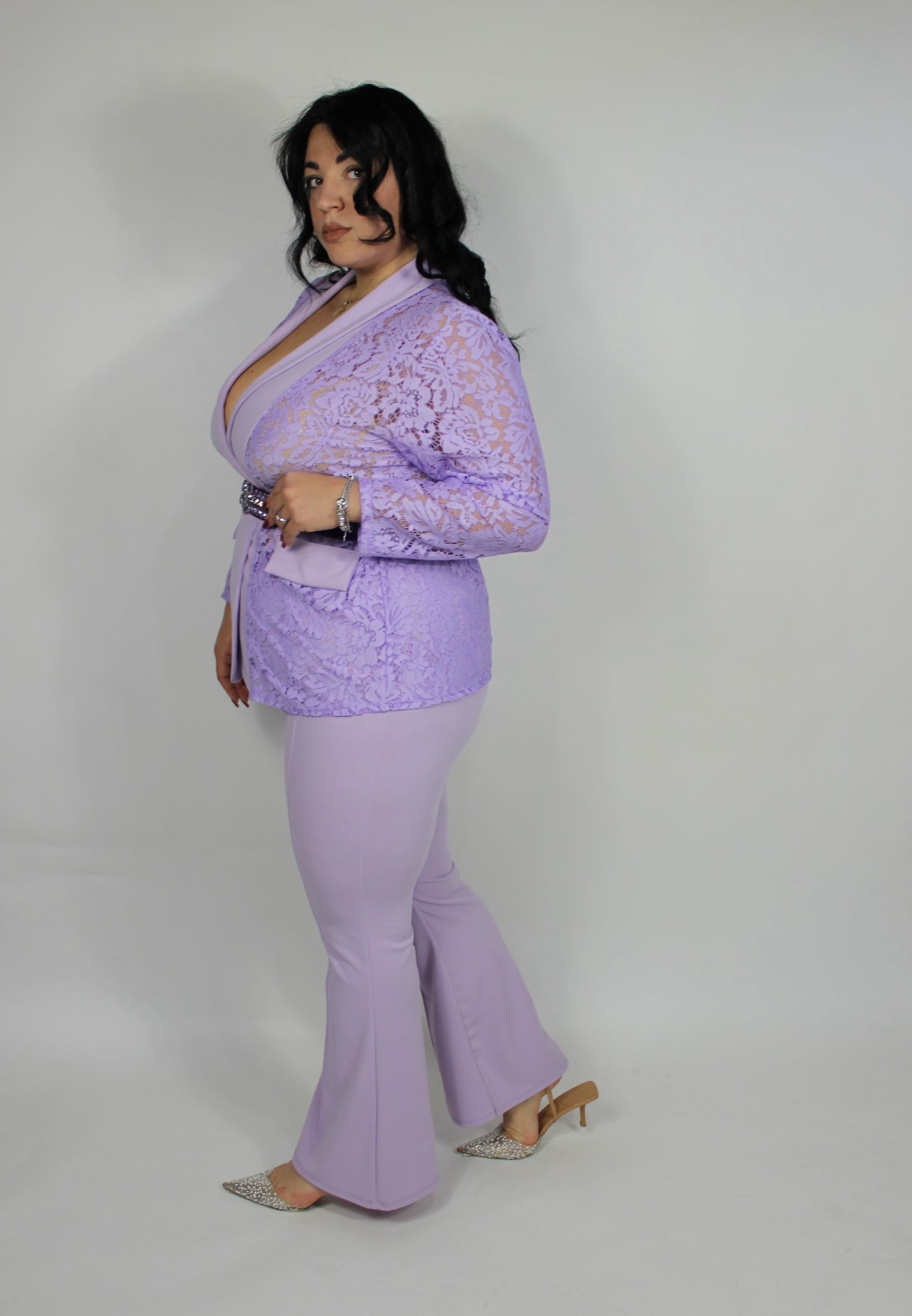 Tailleur Pizzo Curvy Lilla