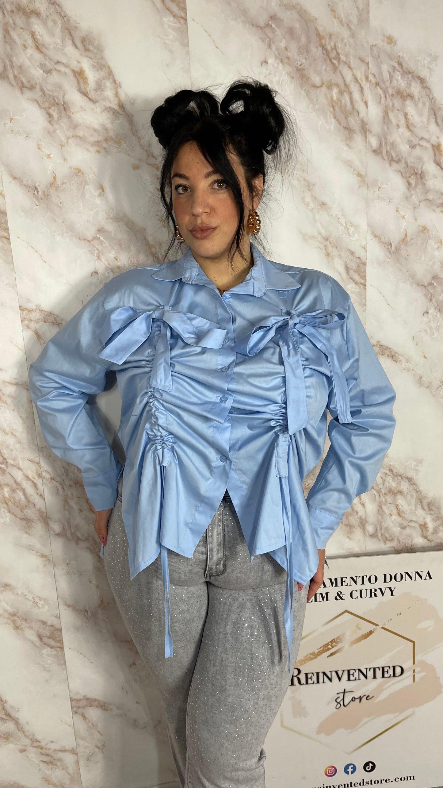 Camicia Layla Curvy Azzurra