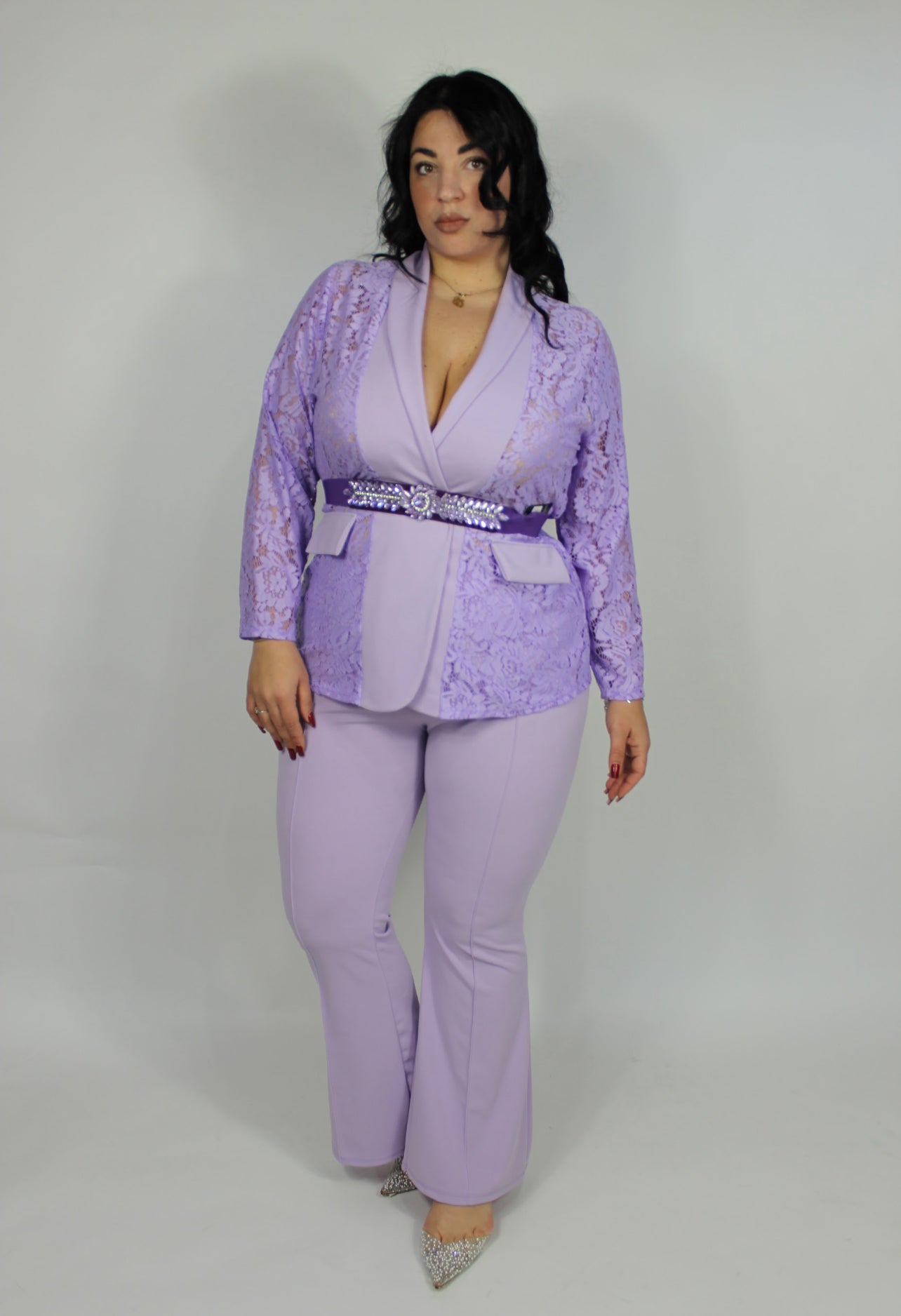Tailleur Pizzo Curvy Lilla