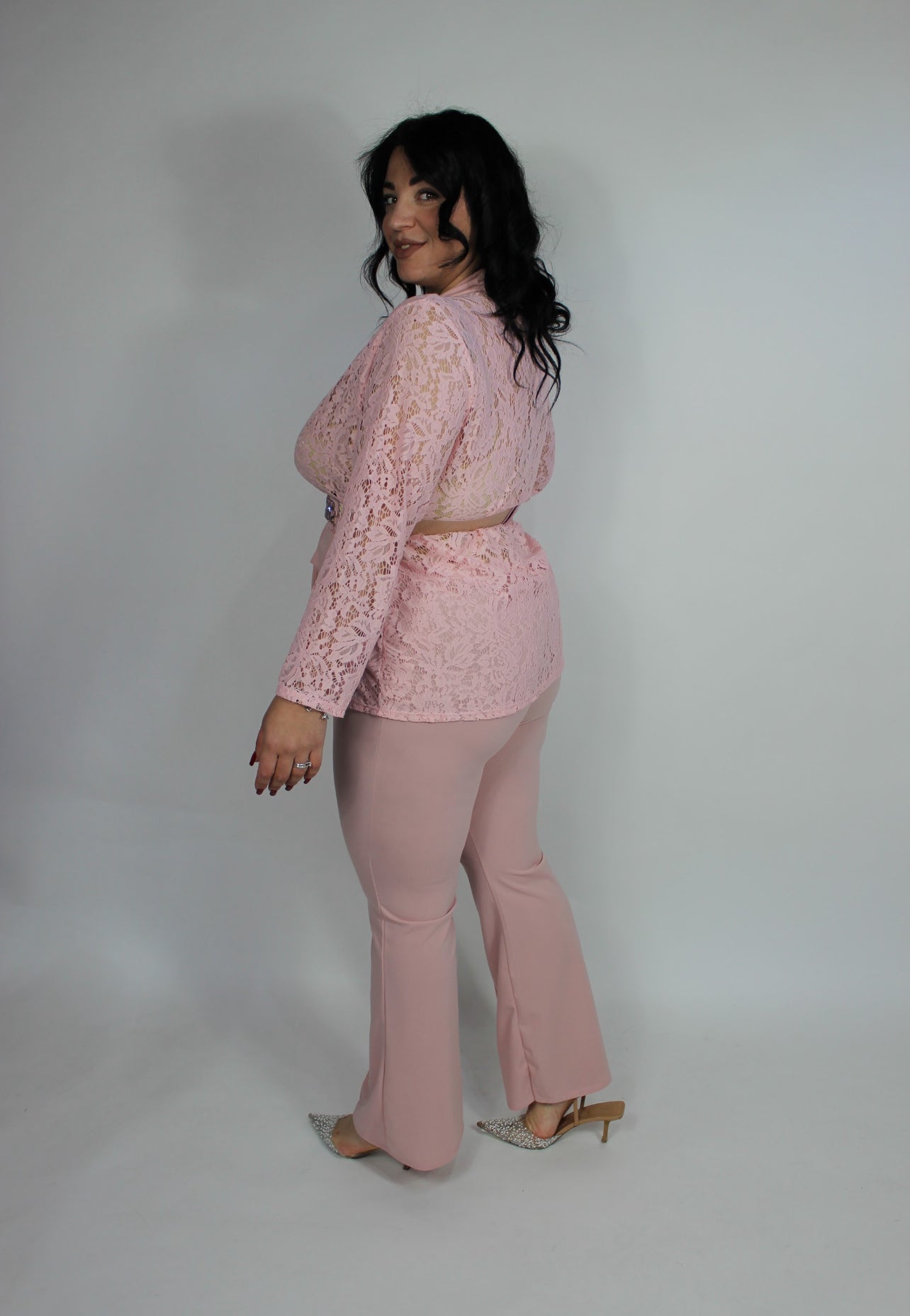 Tailleur Pizzo Curvy Rosa