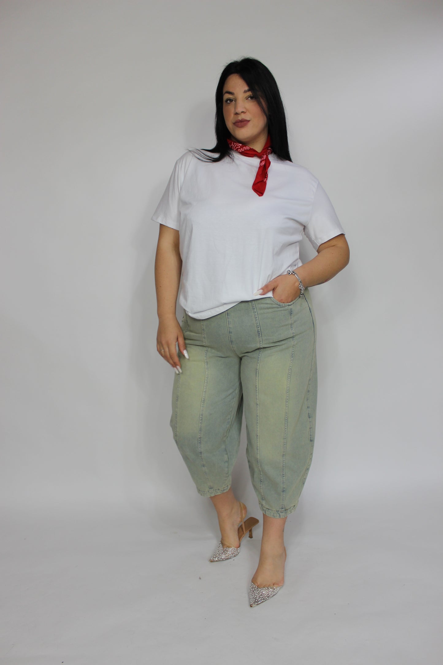 Jeans ballon sabbiato Slim & Curvy