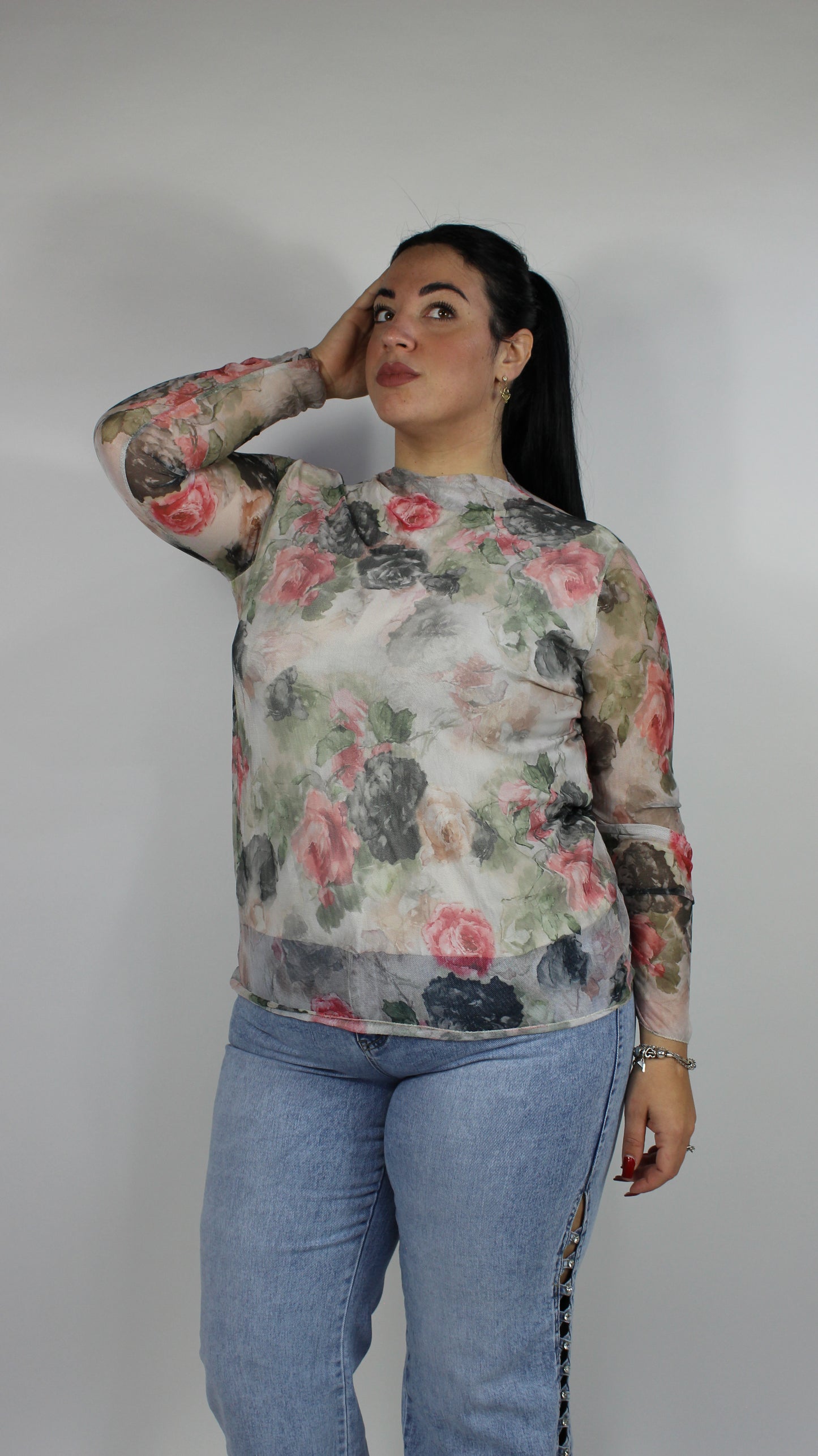 Maglia Roses Curvy Rosa