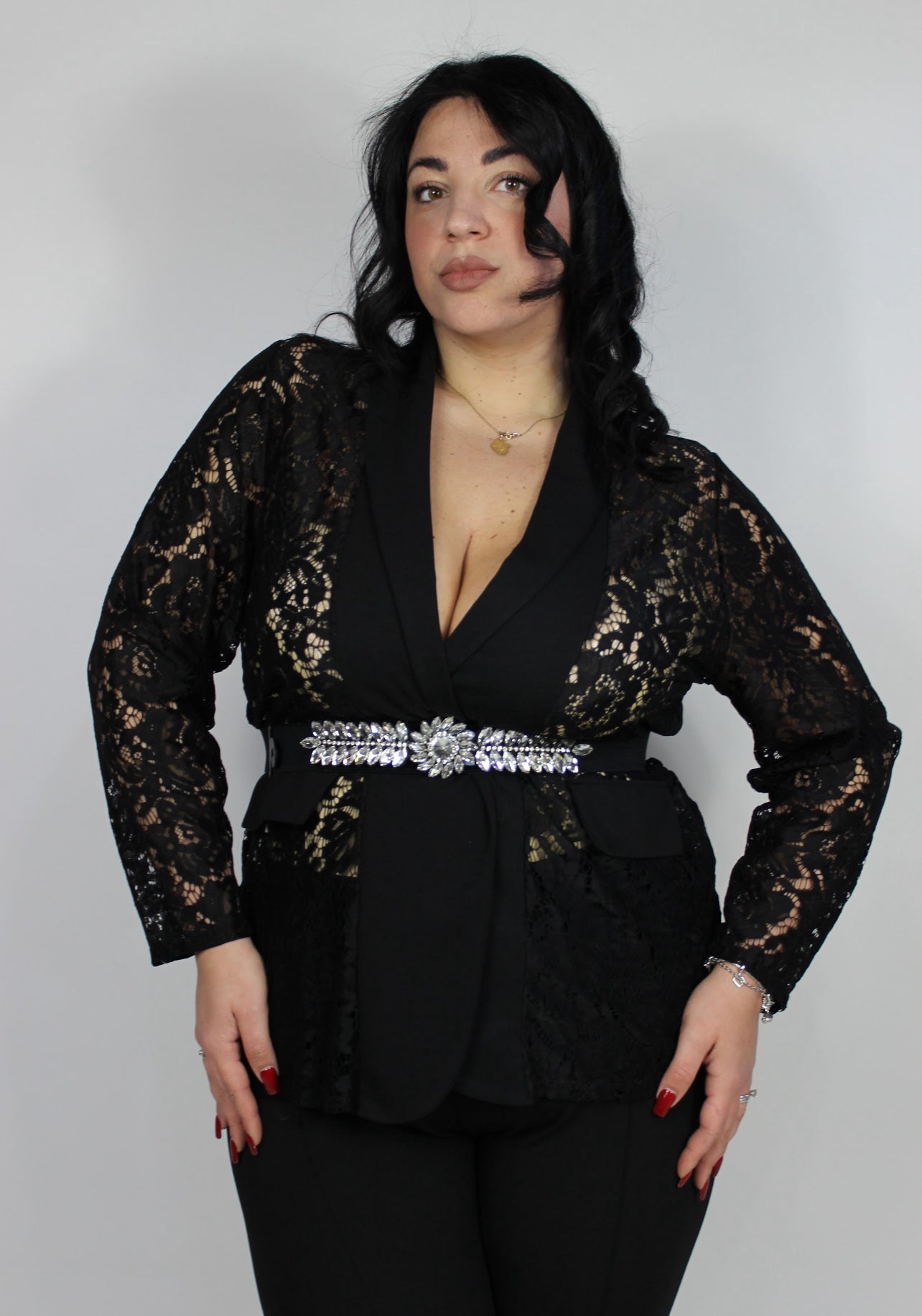 Tailleur Pizzo Curvy Nero