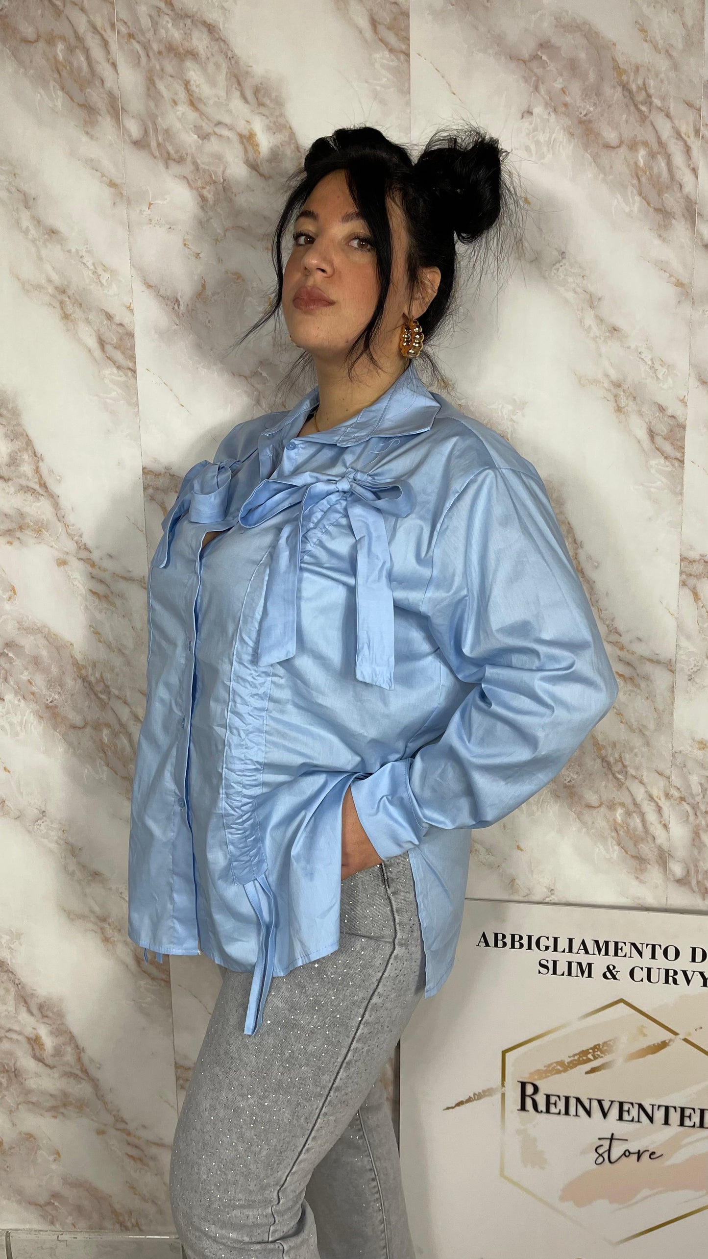 Camicia Layla Curvy Azzurra