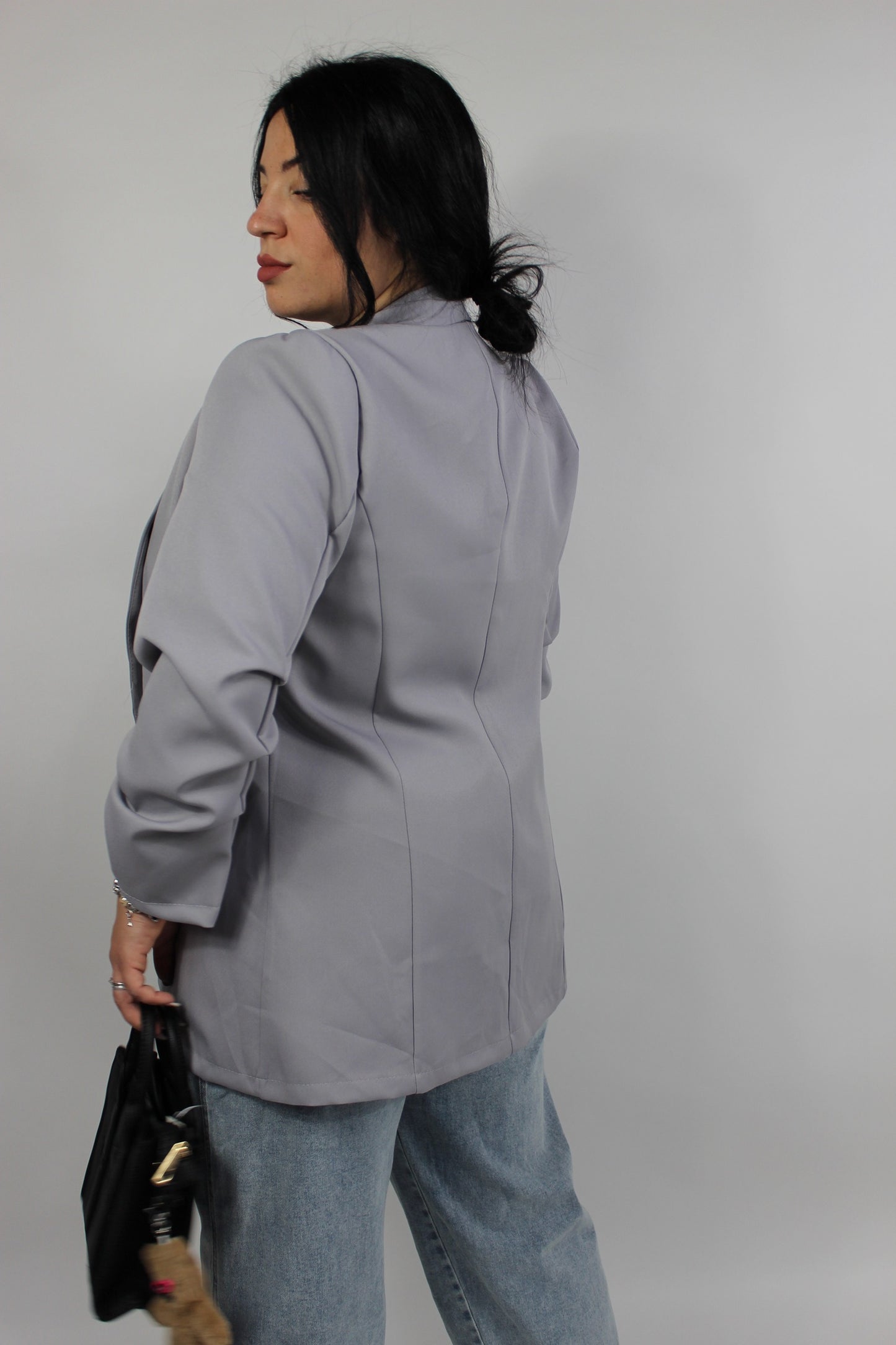 Giacca Drappeggiata Curvy Grigia