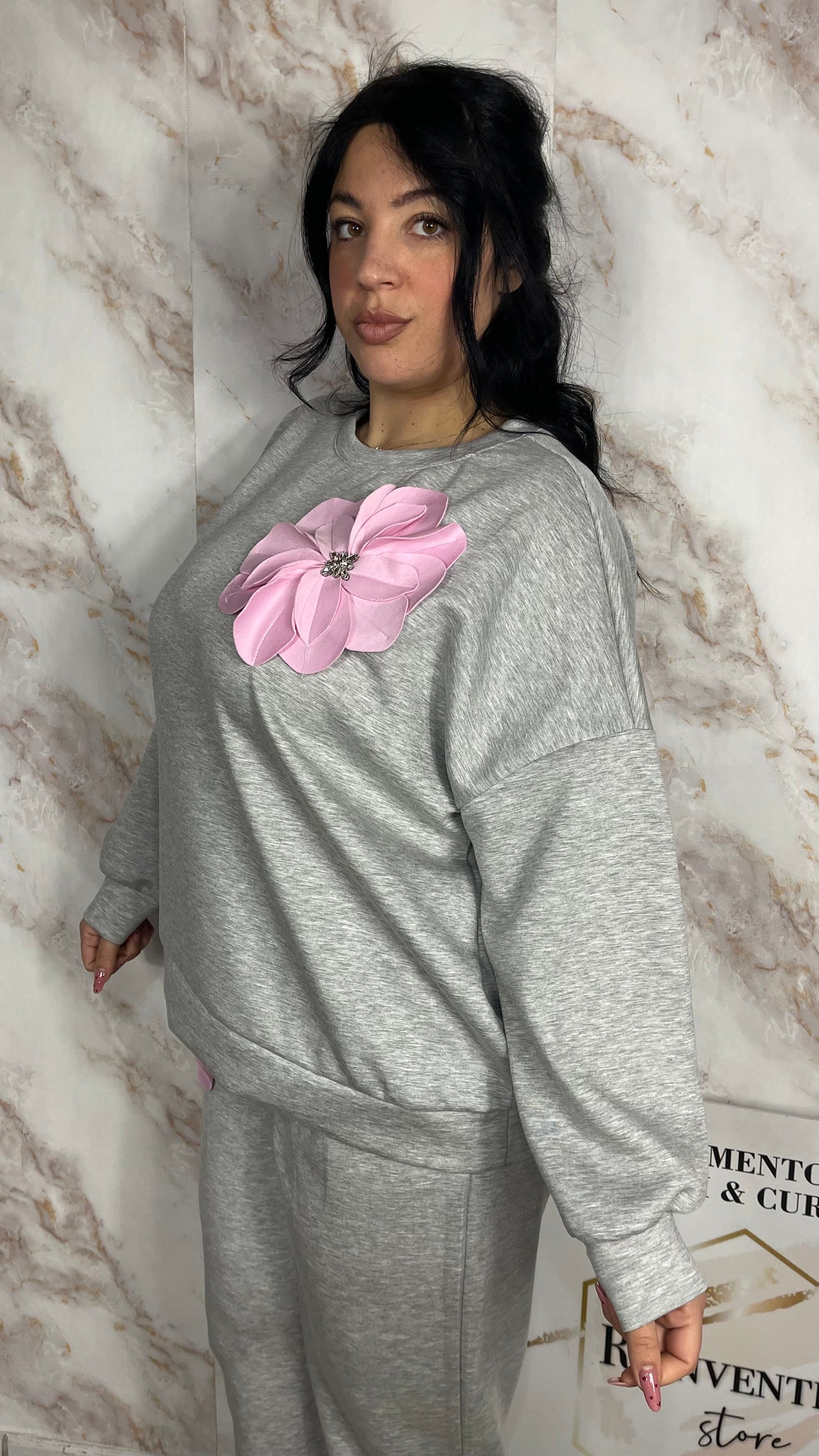Coordinato Fiore Curvy Grigio