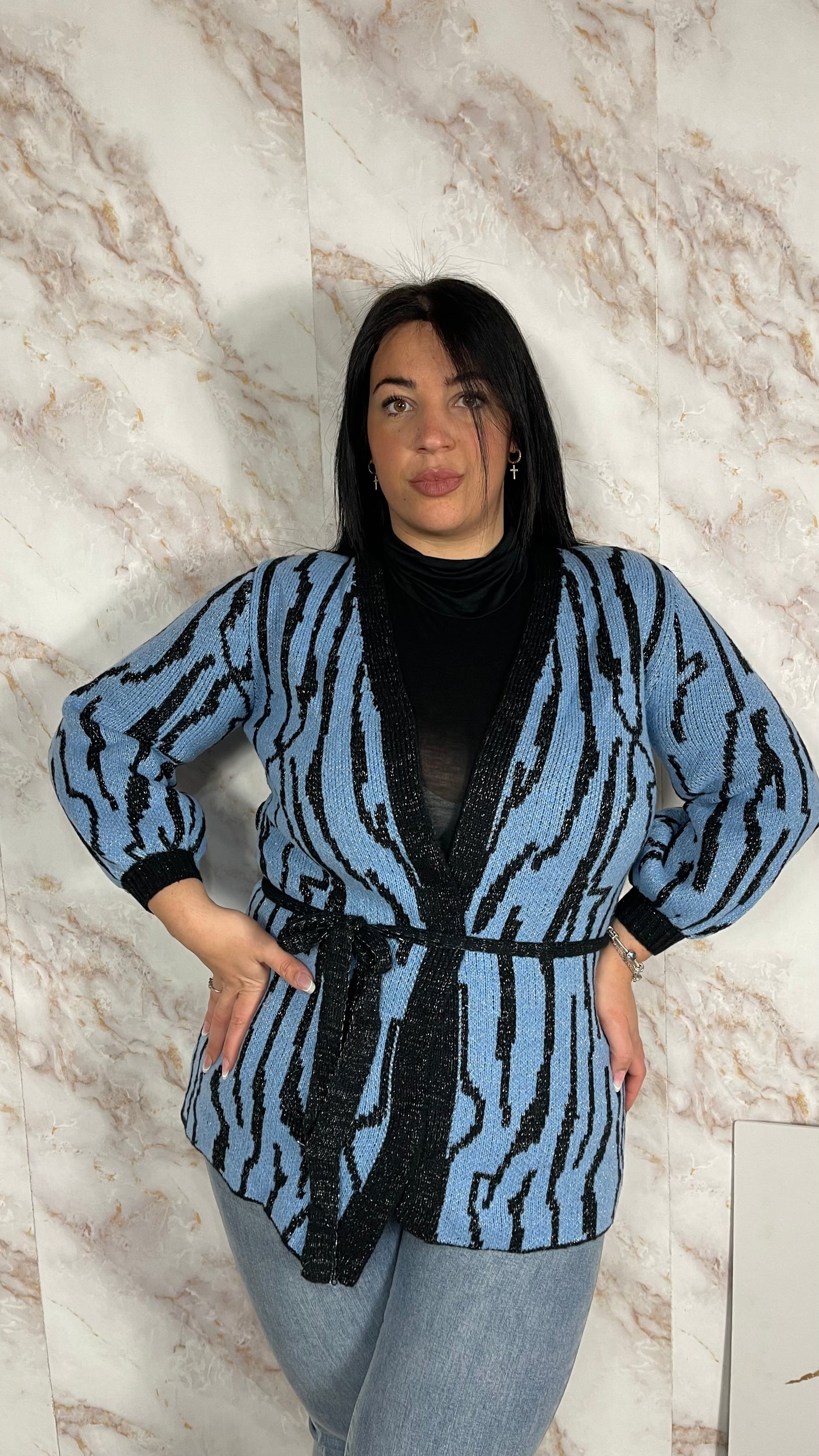 Cardigan Lurex Azzurro