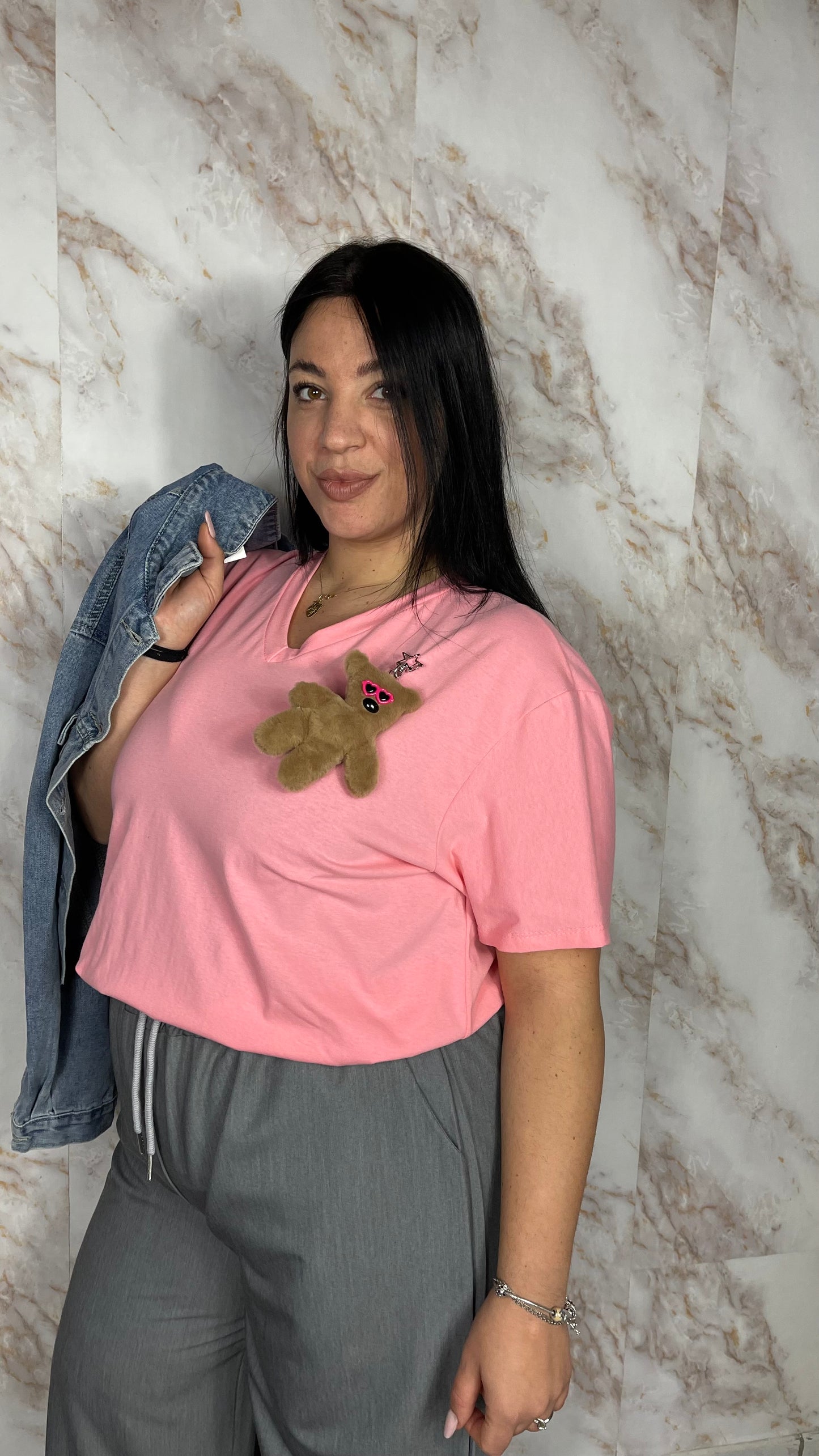 T-shirt Teddy oversize Rosa