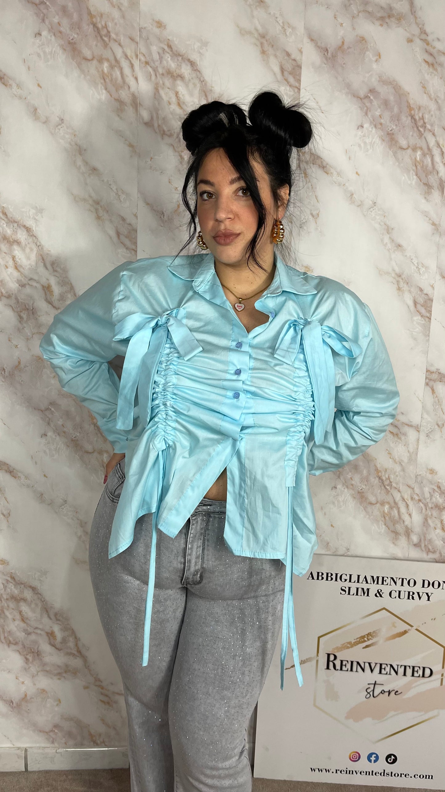 Camicia Layla Curvy Celeste