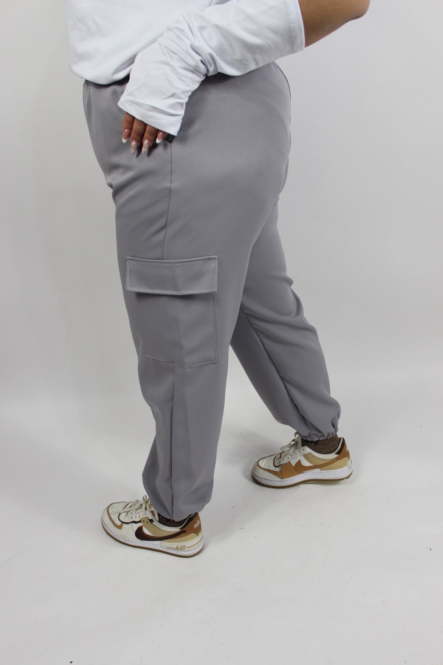 Pantalone Cargo Curvy Grigio