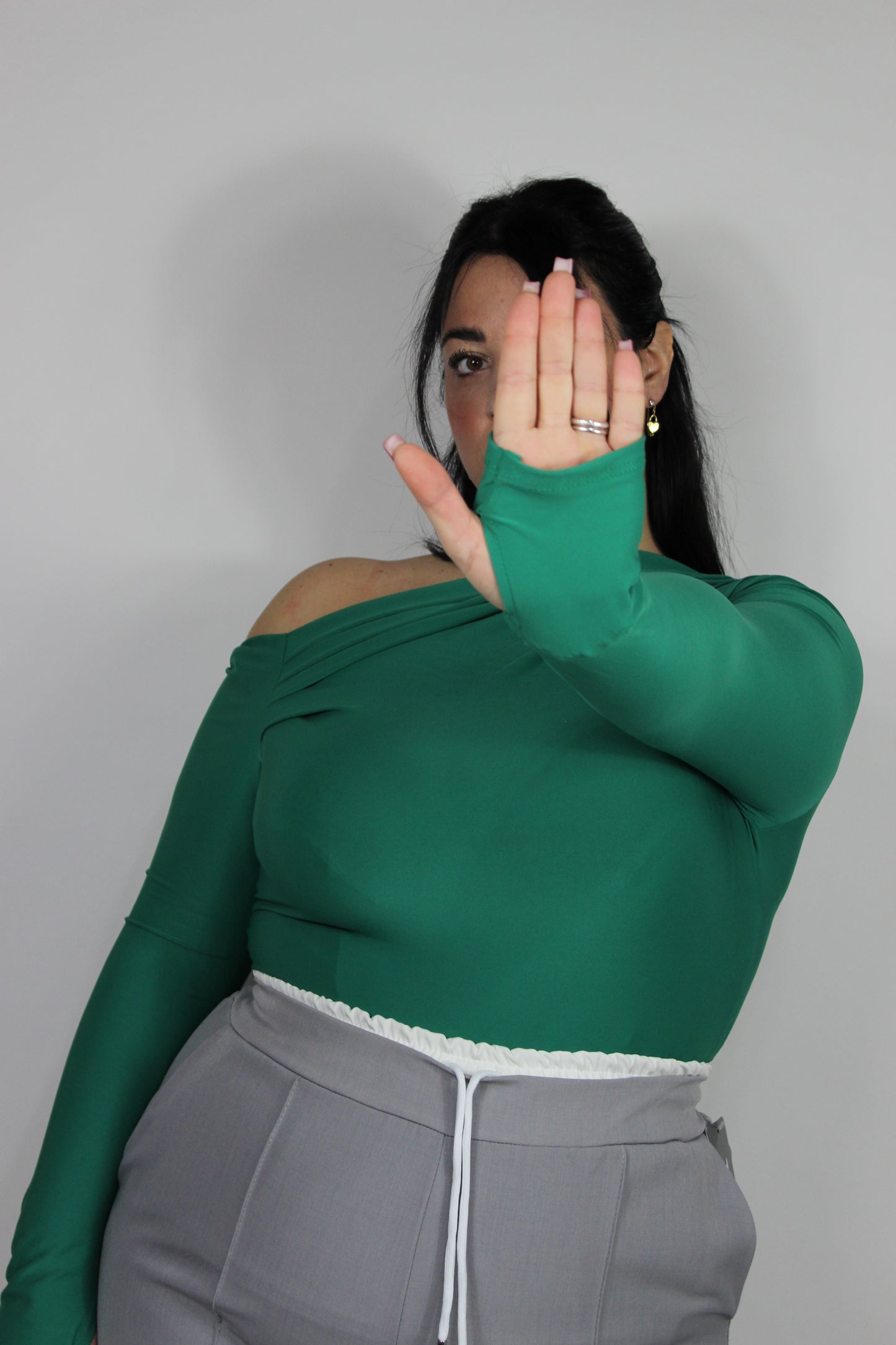 Maglia Kim Drappeggio Curvy Verde