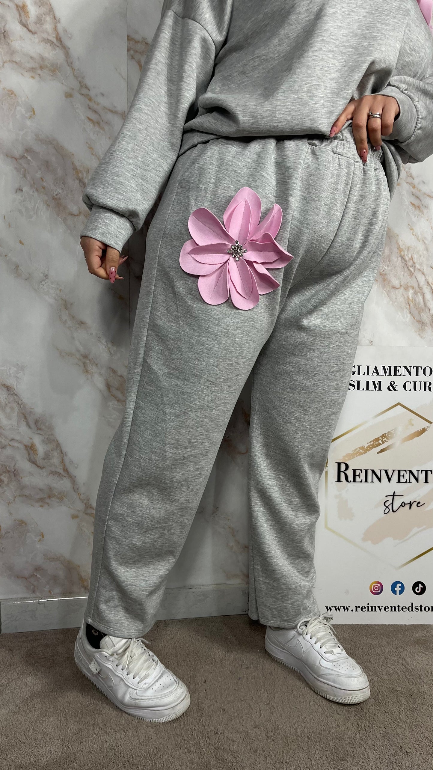 Coordinato Fiore Curvy Grigio