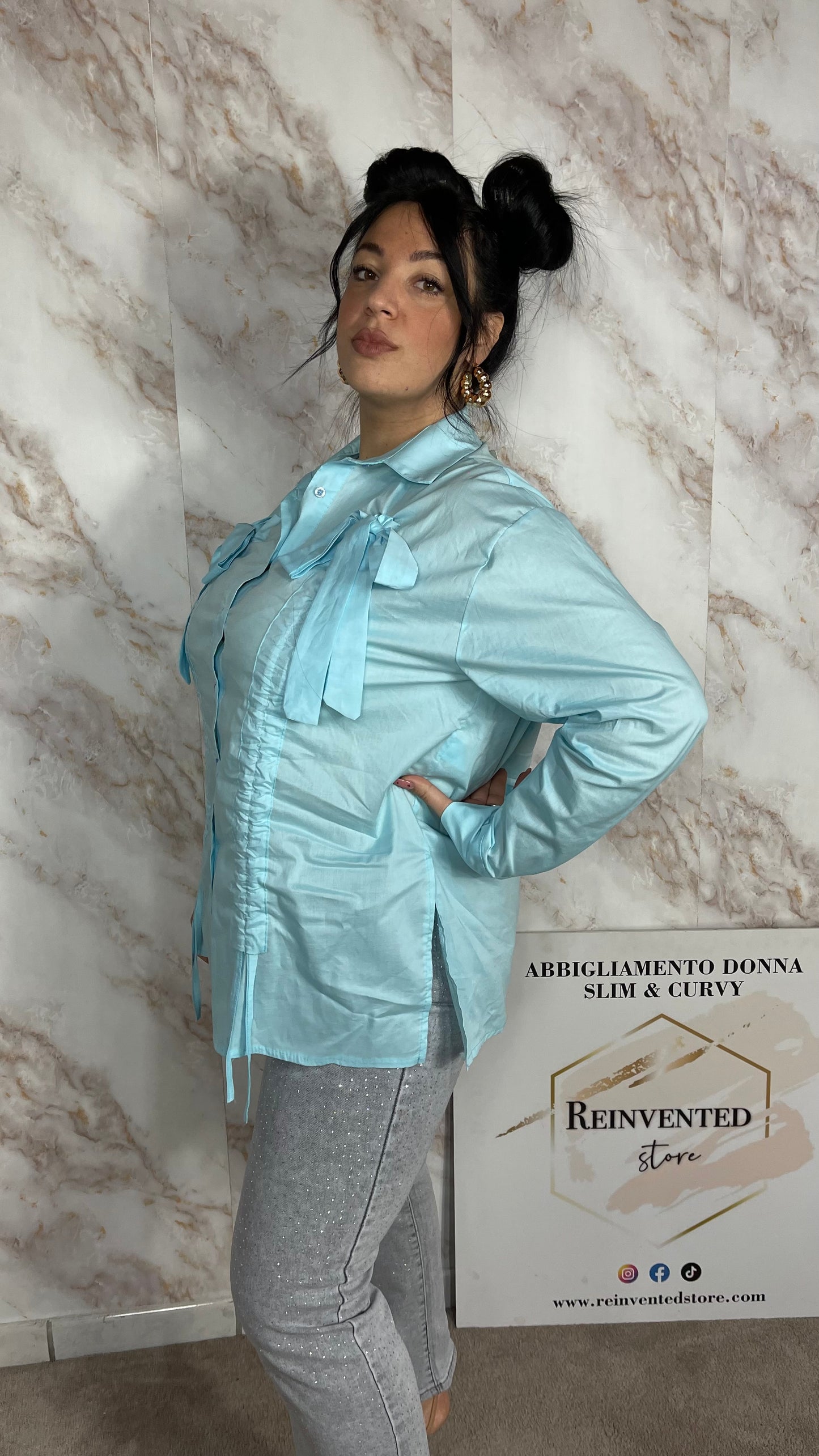 Camicia Layla Curvy Celeste