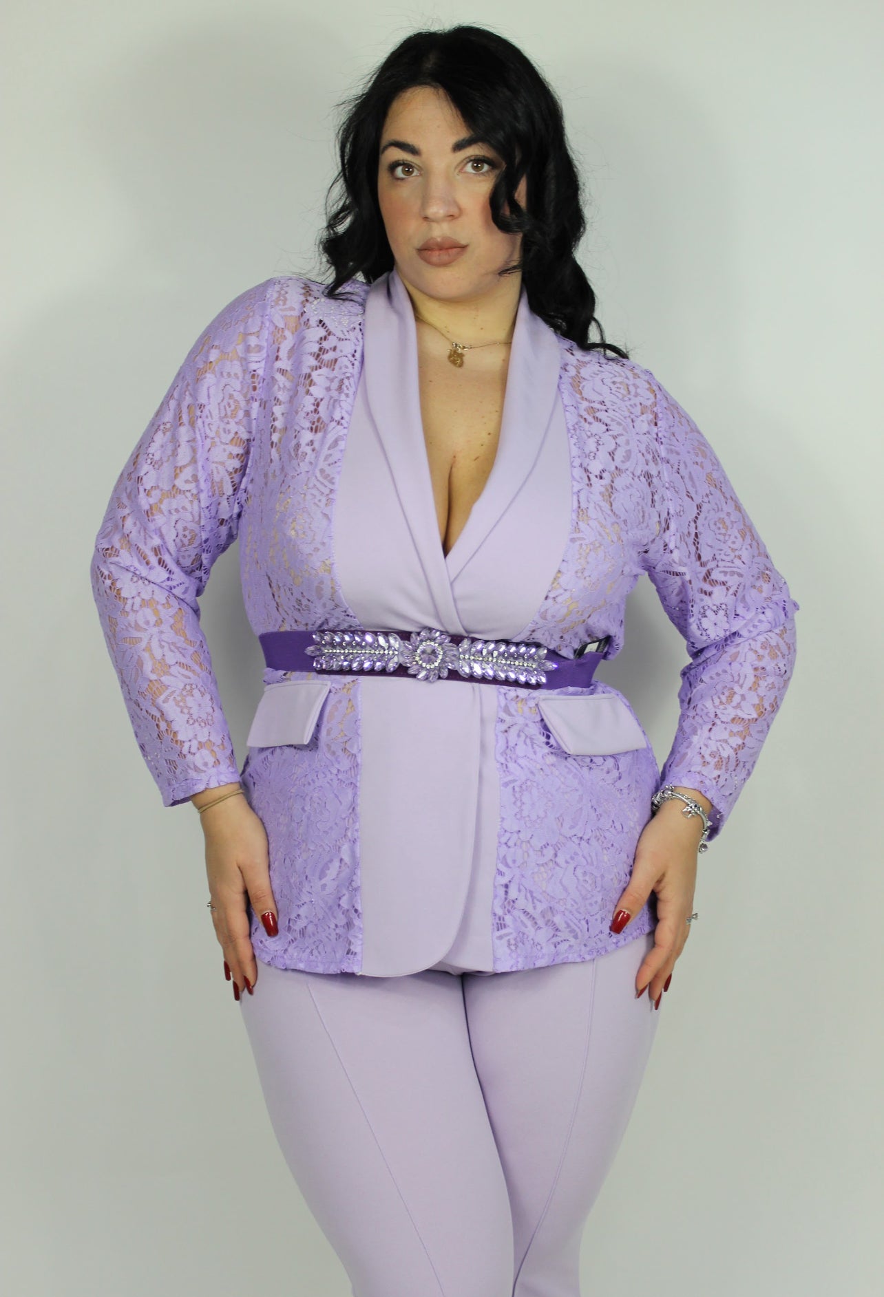 Tailleur Pizzo Curvy Lilla