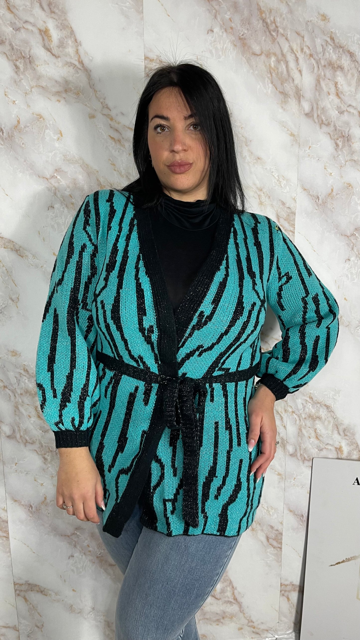 Cardigan Lurex Verde Smeraldo