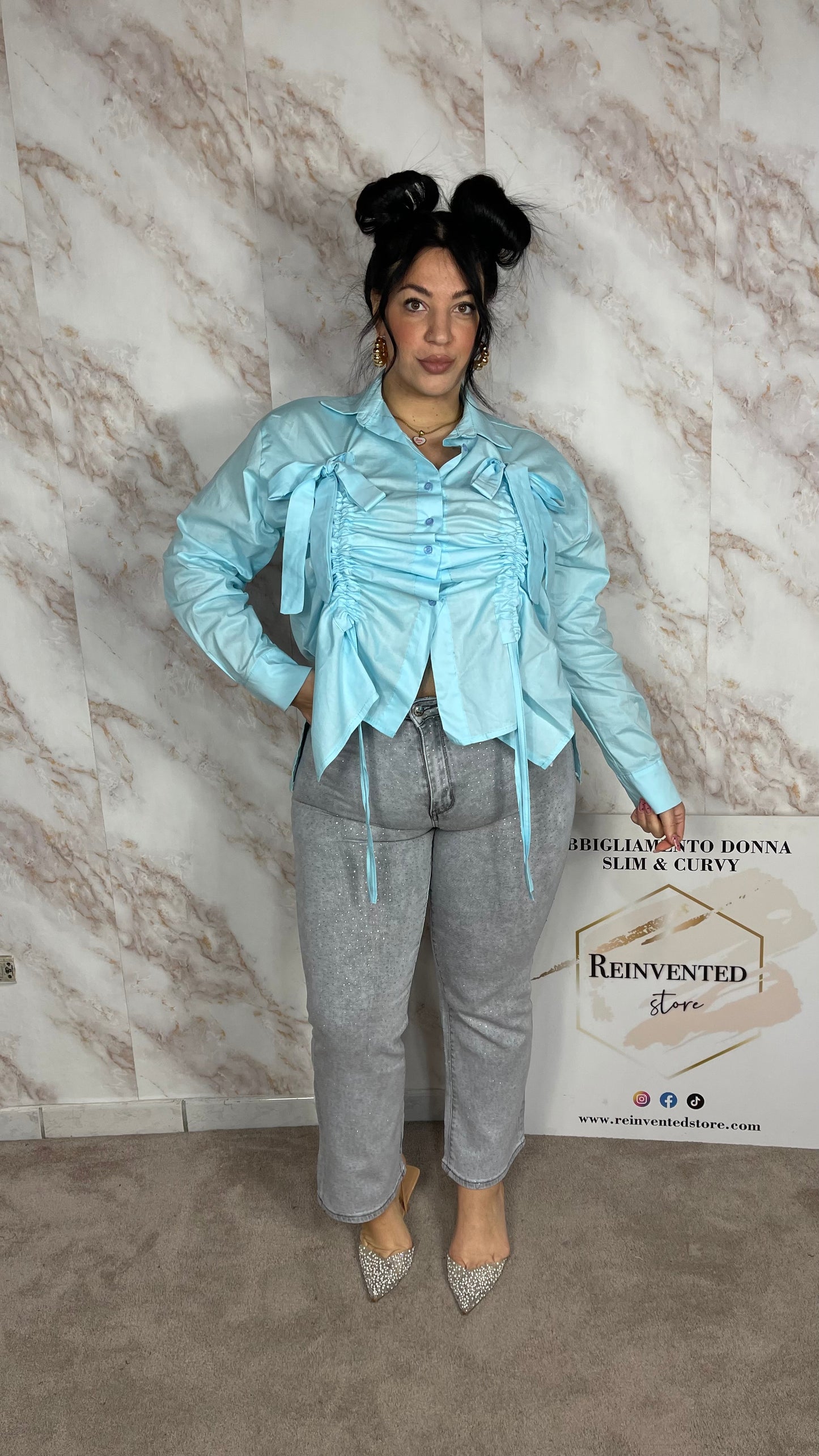 Camicia Layla Curvy Celeste