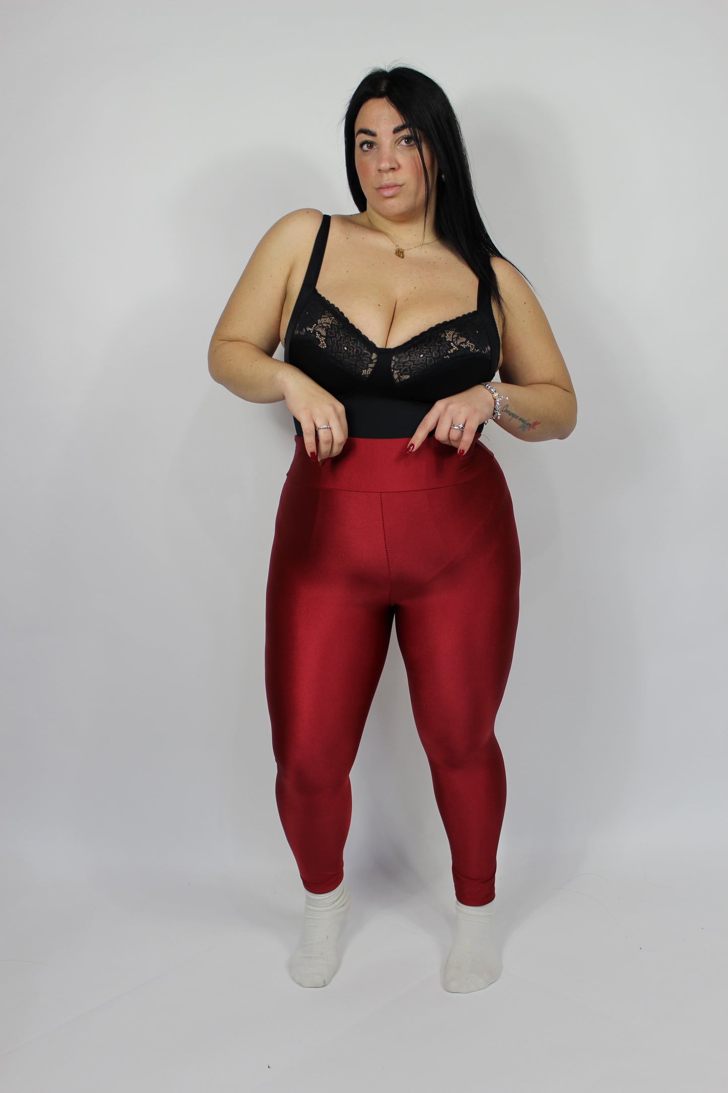Leggings Satin Curvy Bordeaux