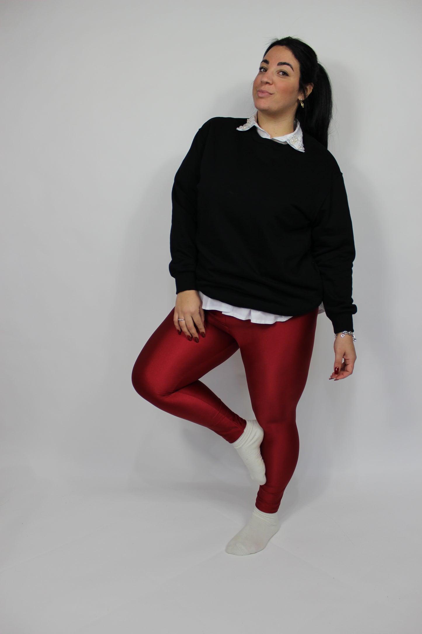 Leggings Satin Curvy Bordeaux