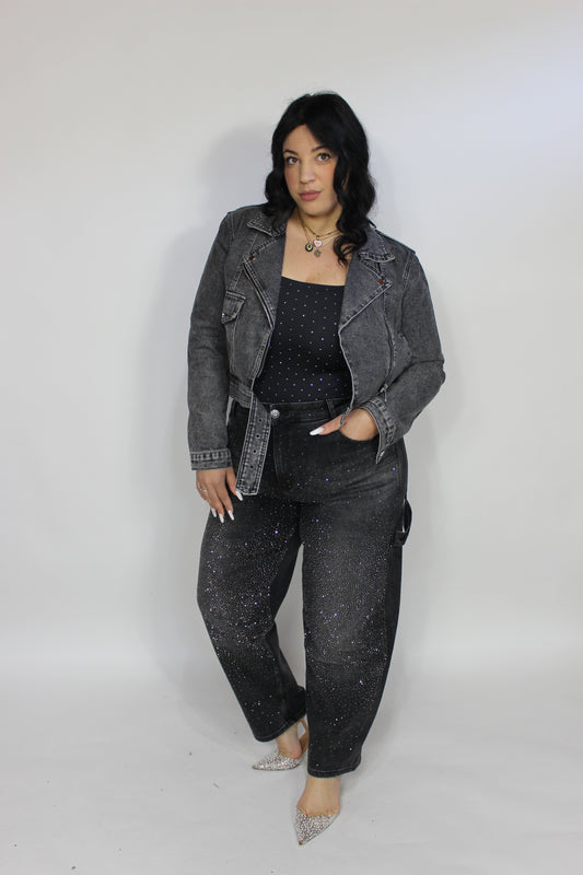 Jeans Ballon Strass Nero (42/52)