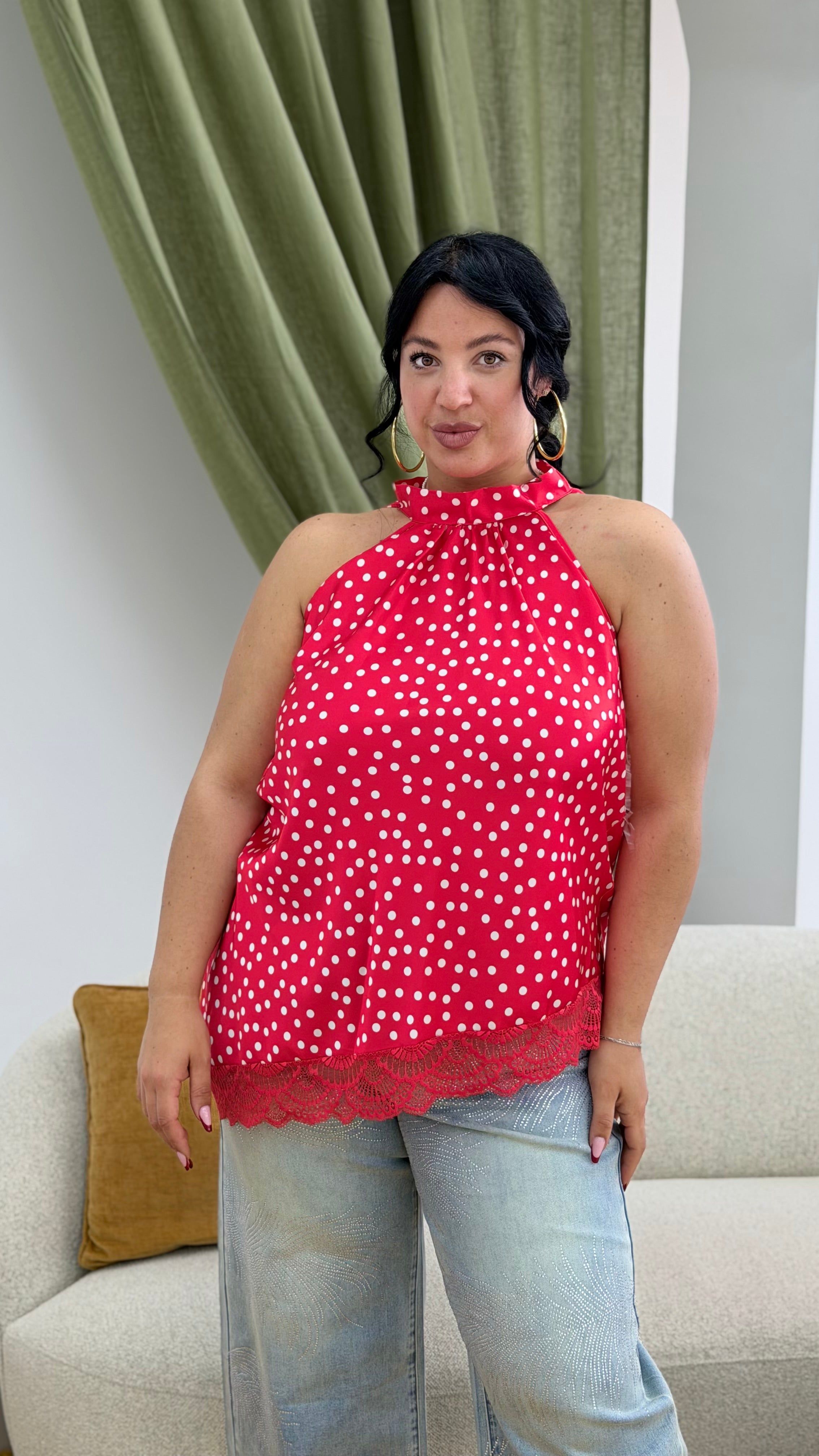 Top Clarissa pois Curvy