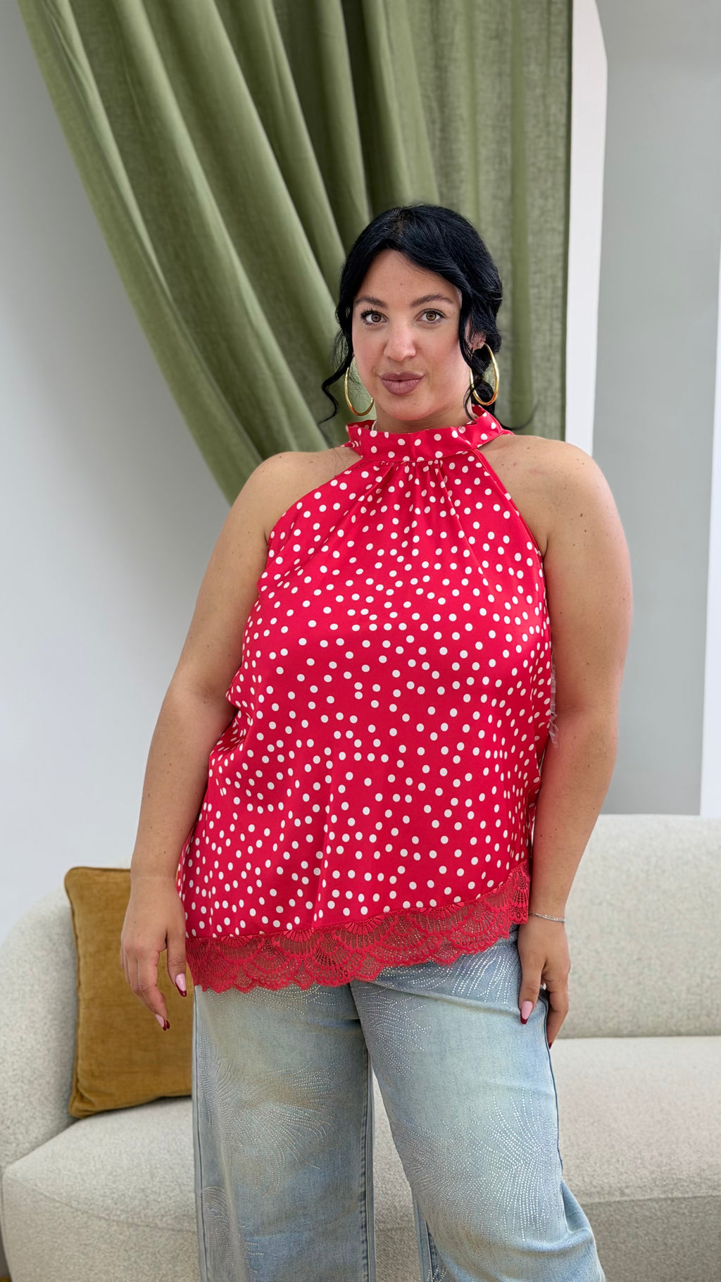 Top Clarissa pois Curvy