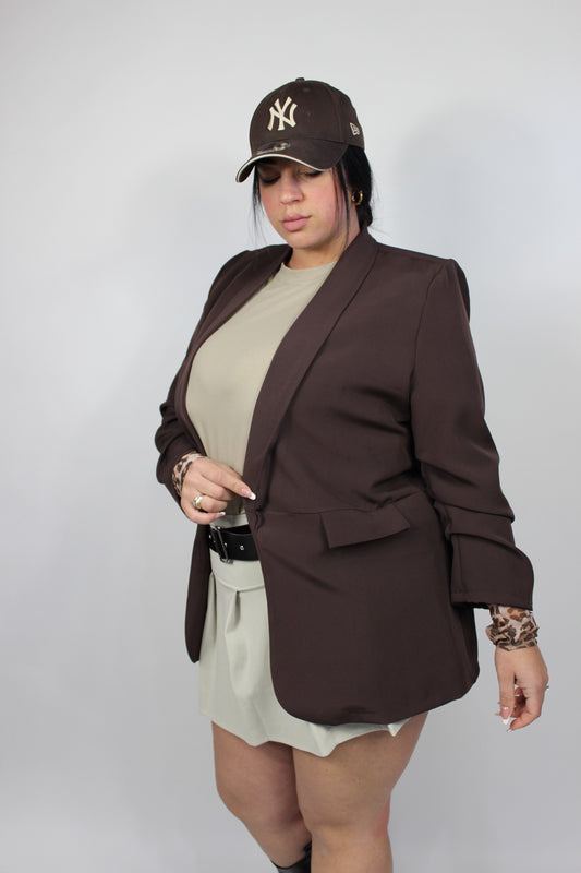 Giacca Drappeggiata Curvy Marrone