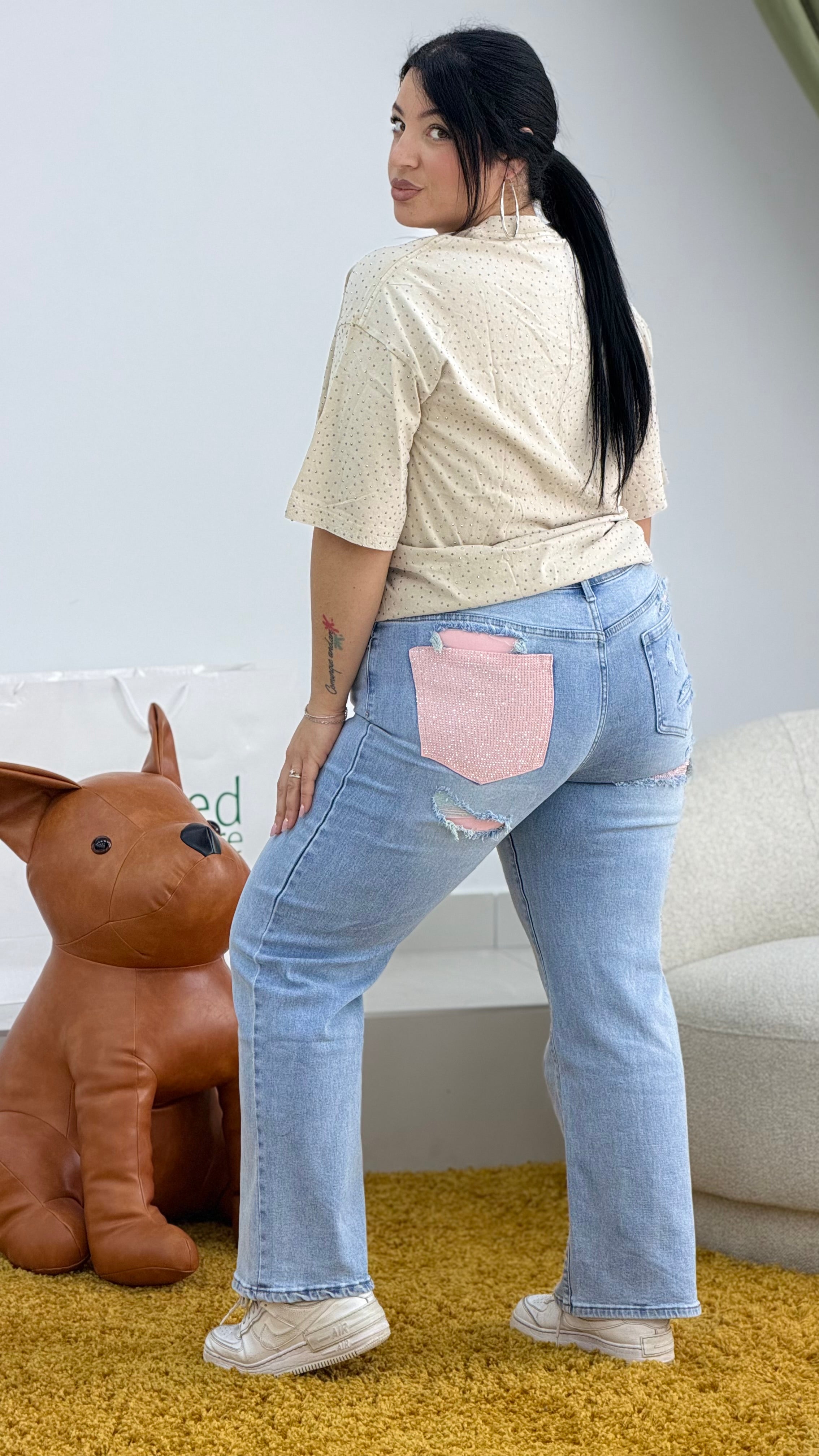 Jeans tasca rosa (42/52)