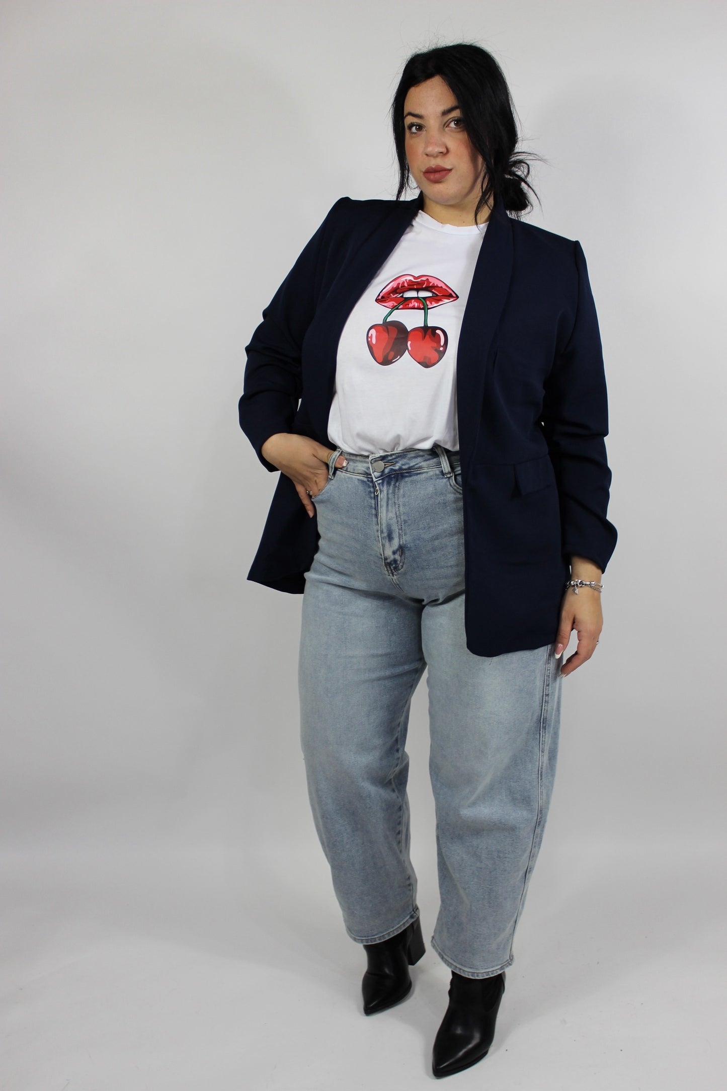 Giacca Drappeggiata Curvy Blu notte