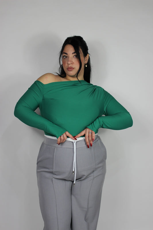 Maglia Kim Drappeggio Curvy Verde