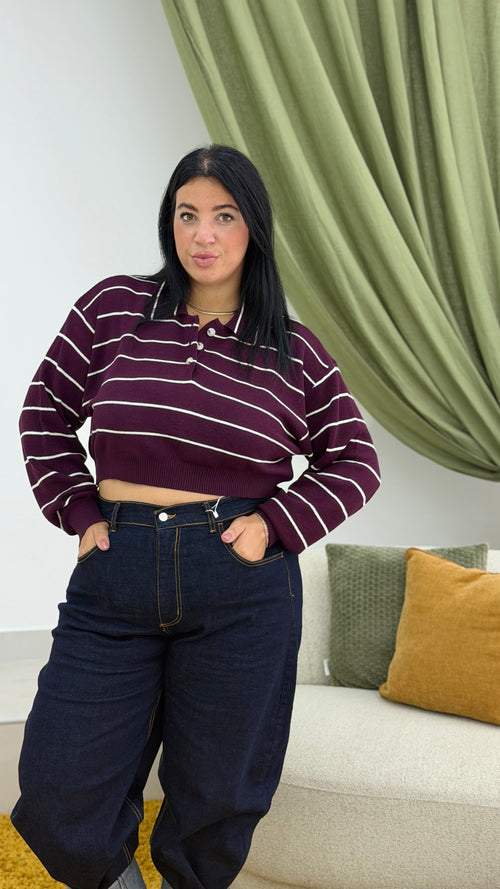 Polo in filo crop OVERSIZE
