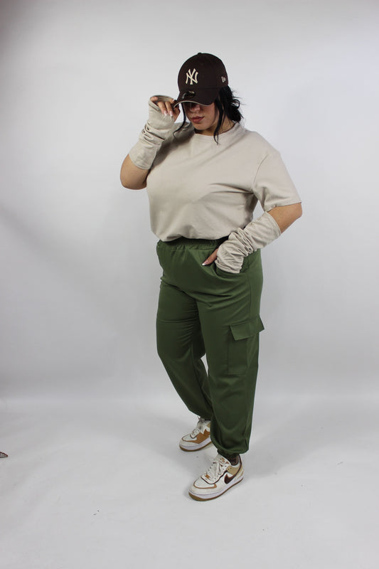 Pantalone Cargo Curvy Verde Militare