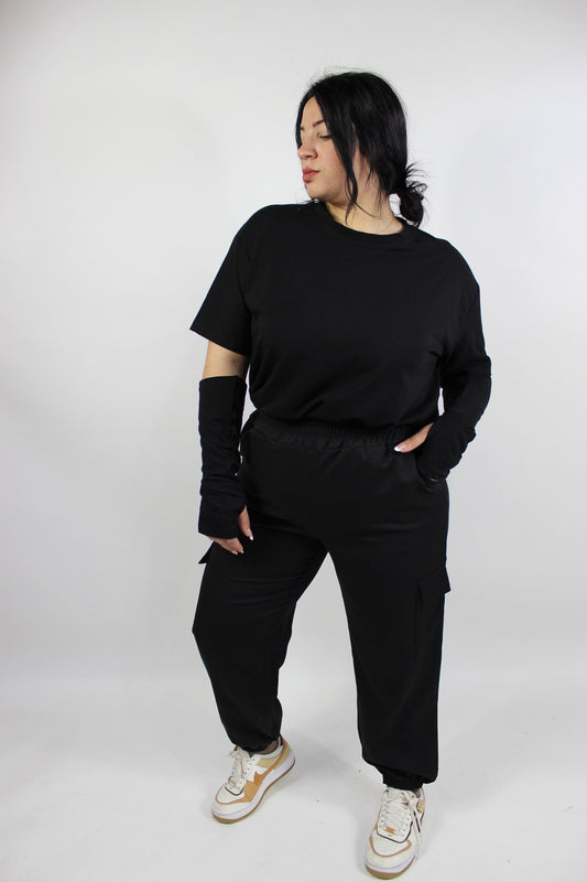 Pantalone Cargo Curvy Nero