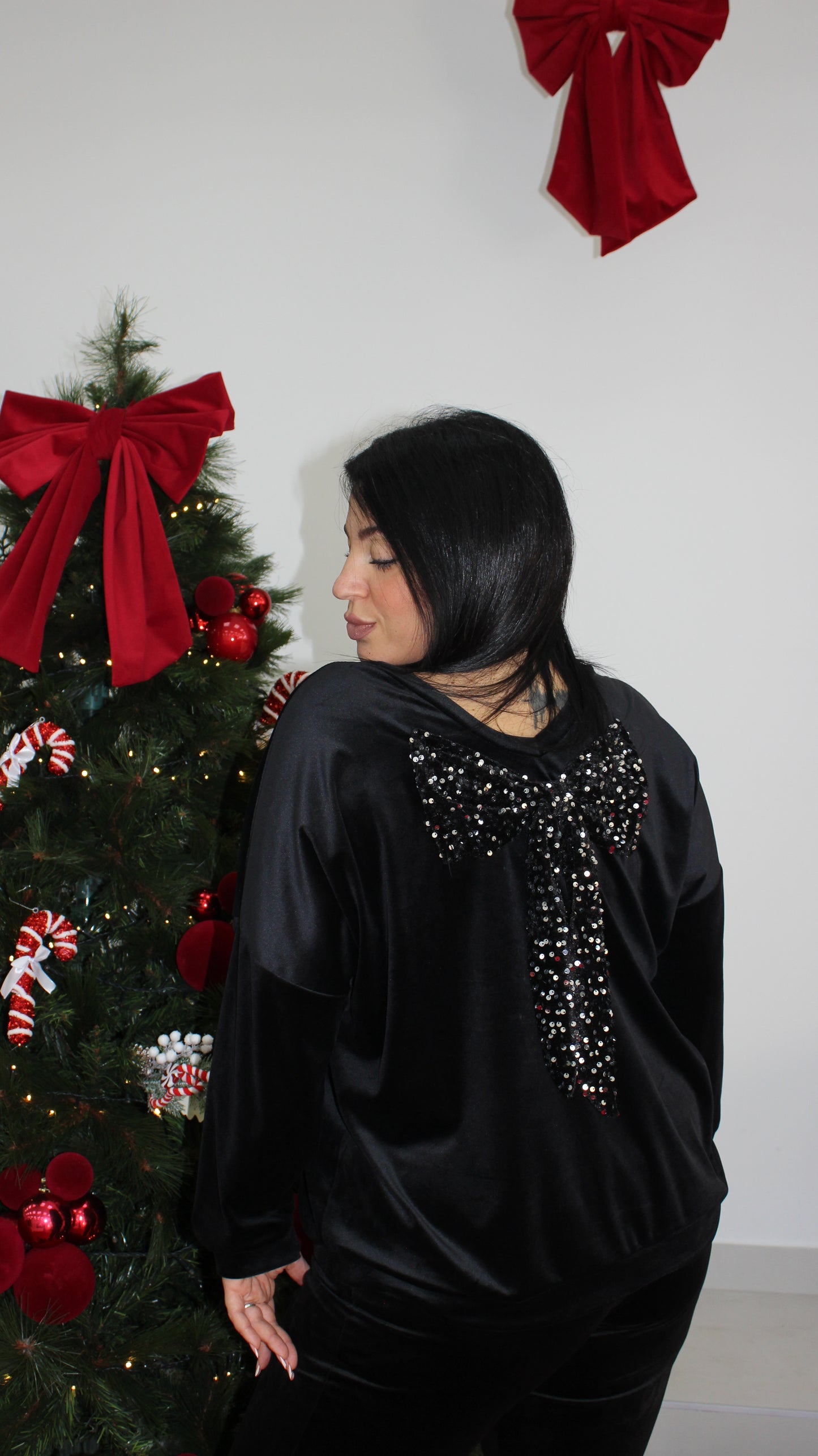 Felpa velluto fiocco CURVY