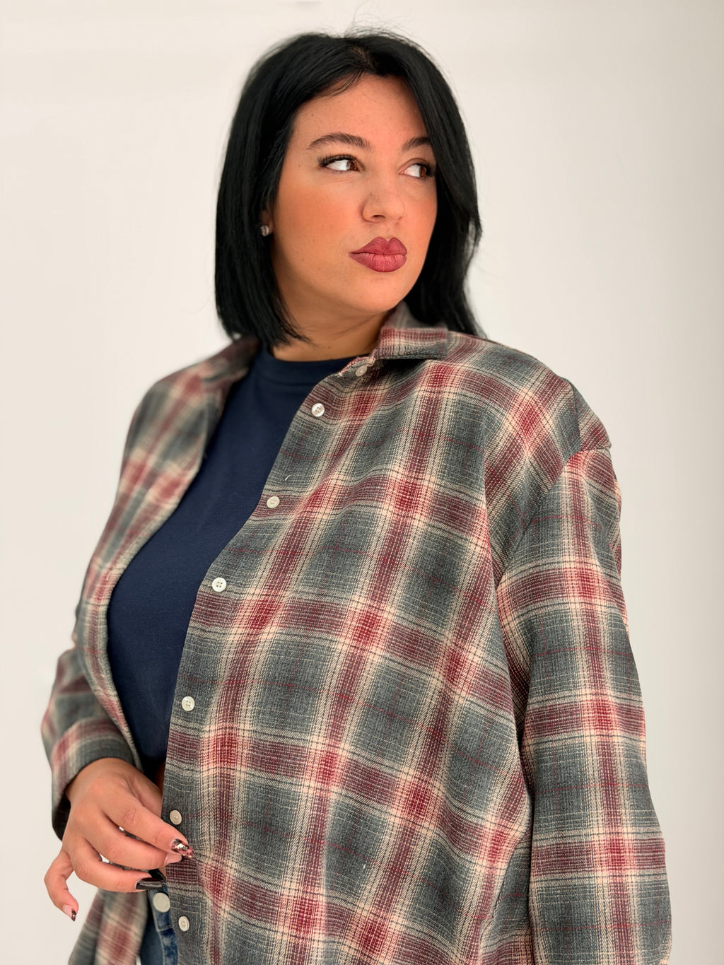 Camicia quadri JustWest oversize