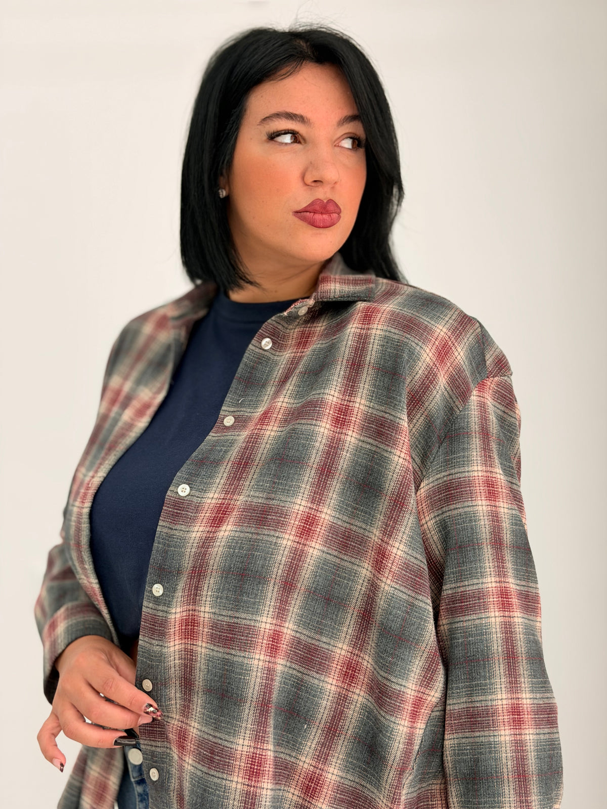 Camicia quadri JustWest oversize