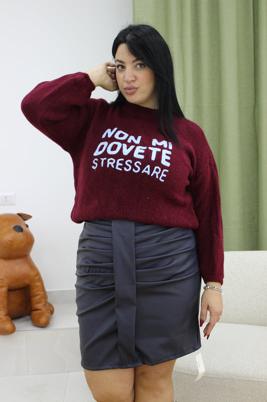 Gonna ecopelle drappeggio Curvy