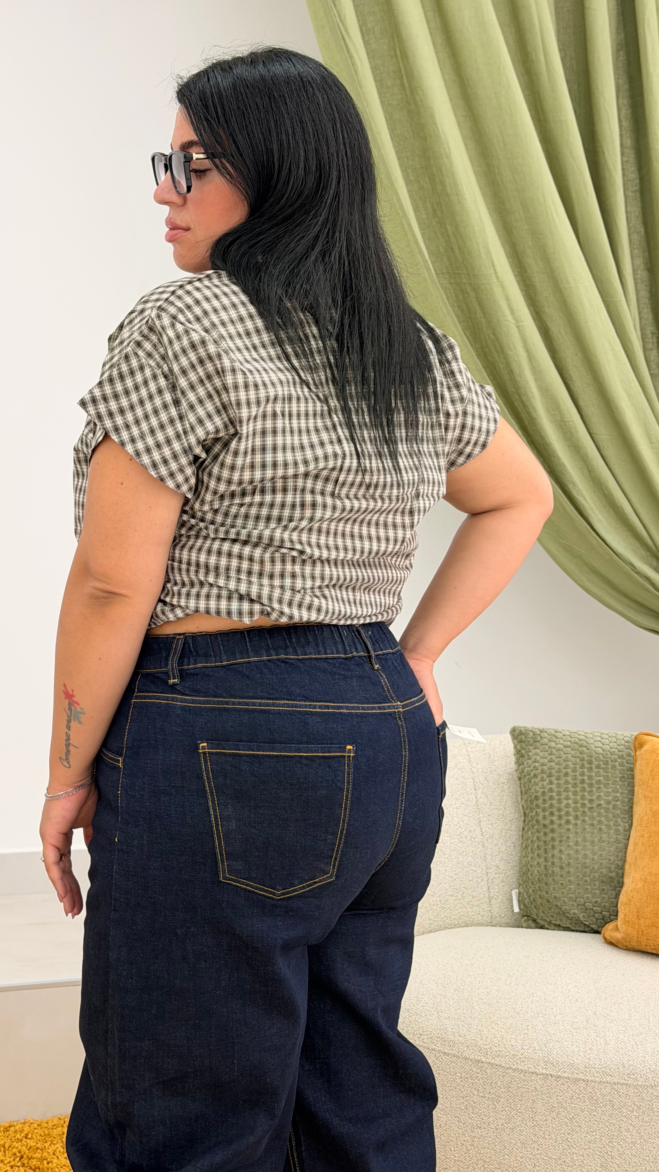 Jeans ballon blu denim curvy
