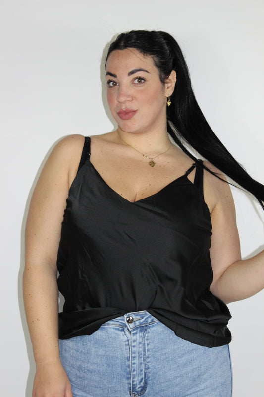 Sotto giacca in raso Curvy Nero