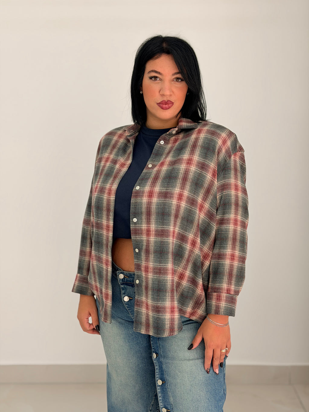 Camicia quadri JustWest oversize
