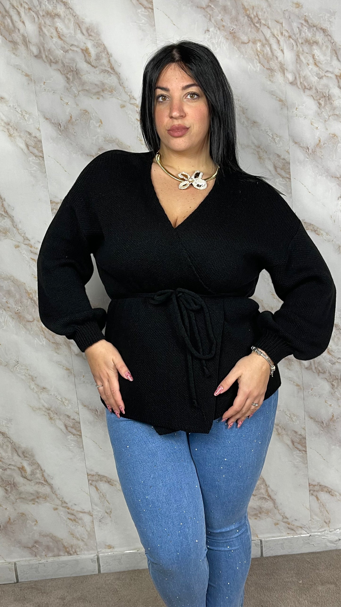 Pull Incrociatina Nero Slim & Curvy