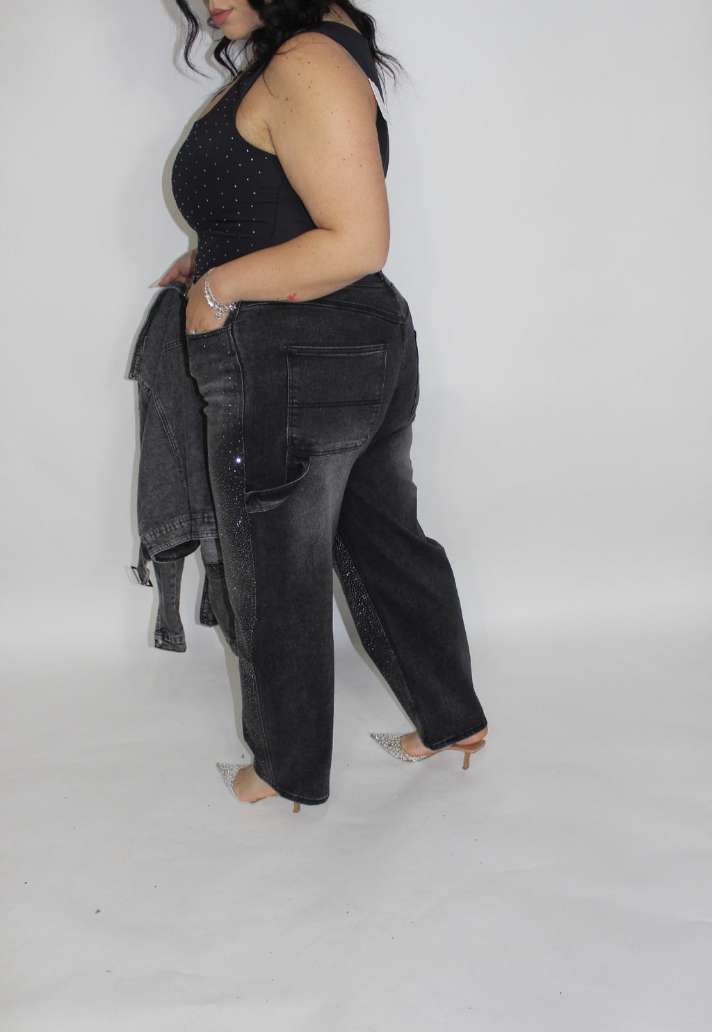 Jeans ballon strass nero (42/52+)