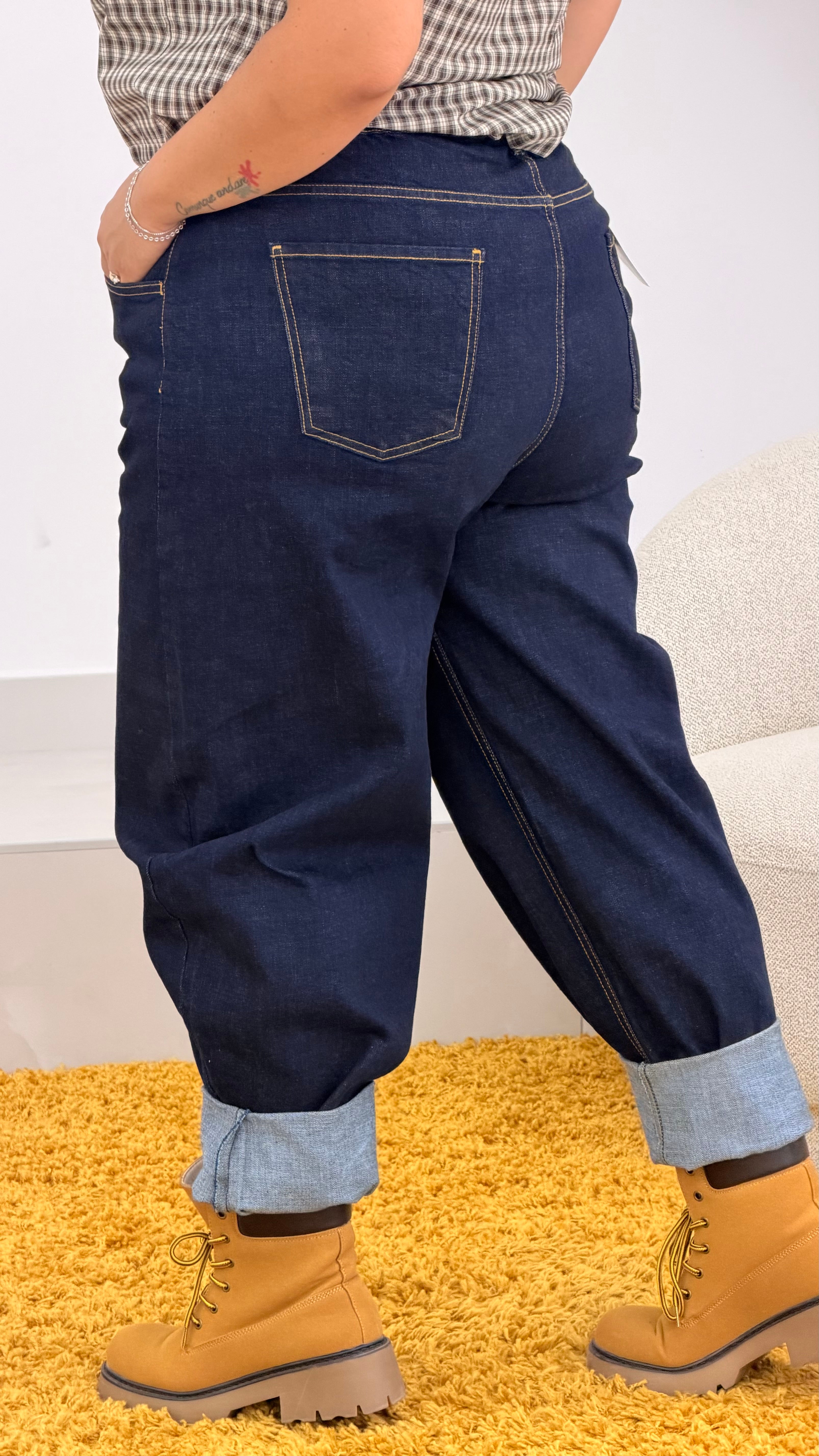 Jeans ballon blu denim curvy
