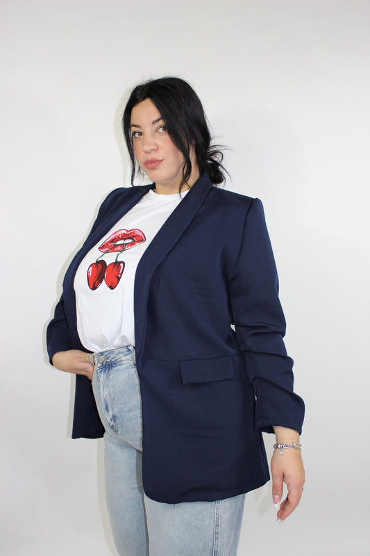 Giacca Drappeggiata Curvy Blu notte