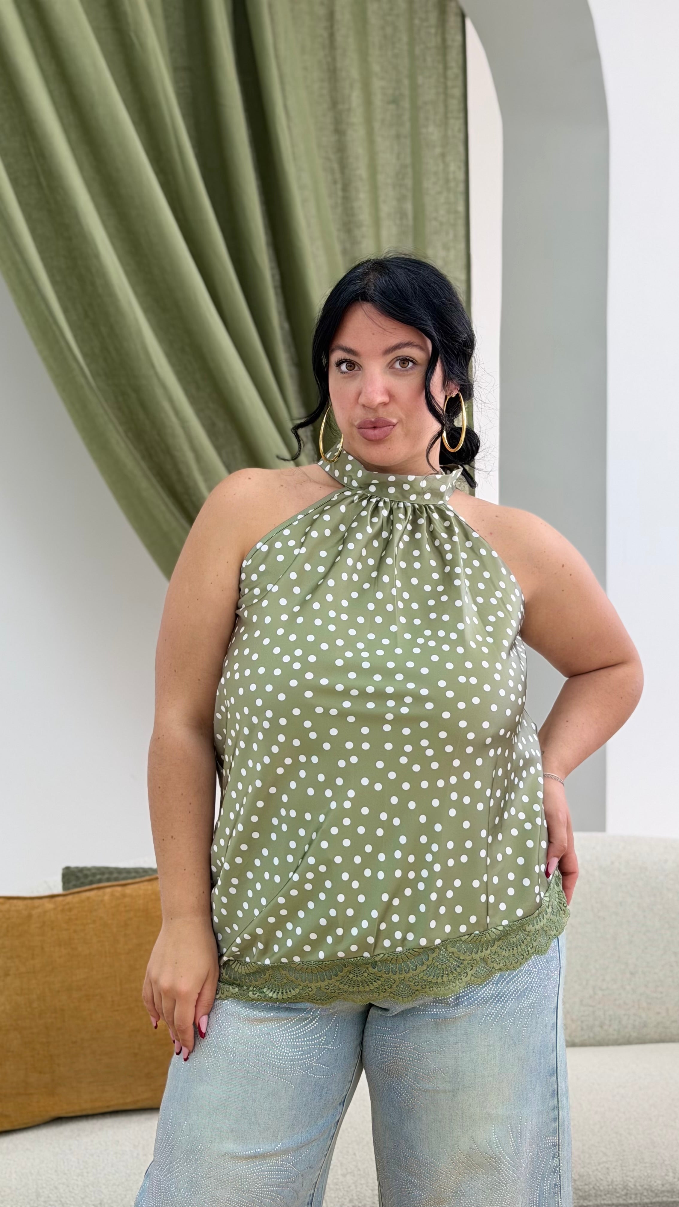 Top Clarissa pois Curvy