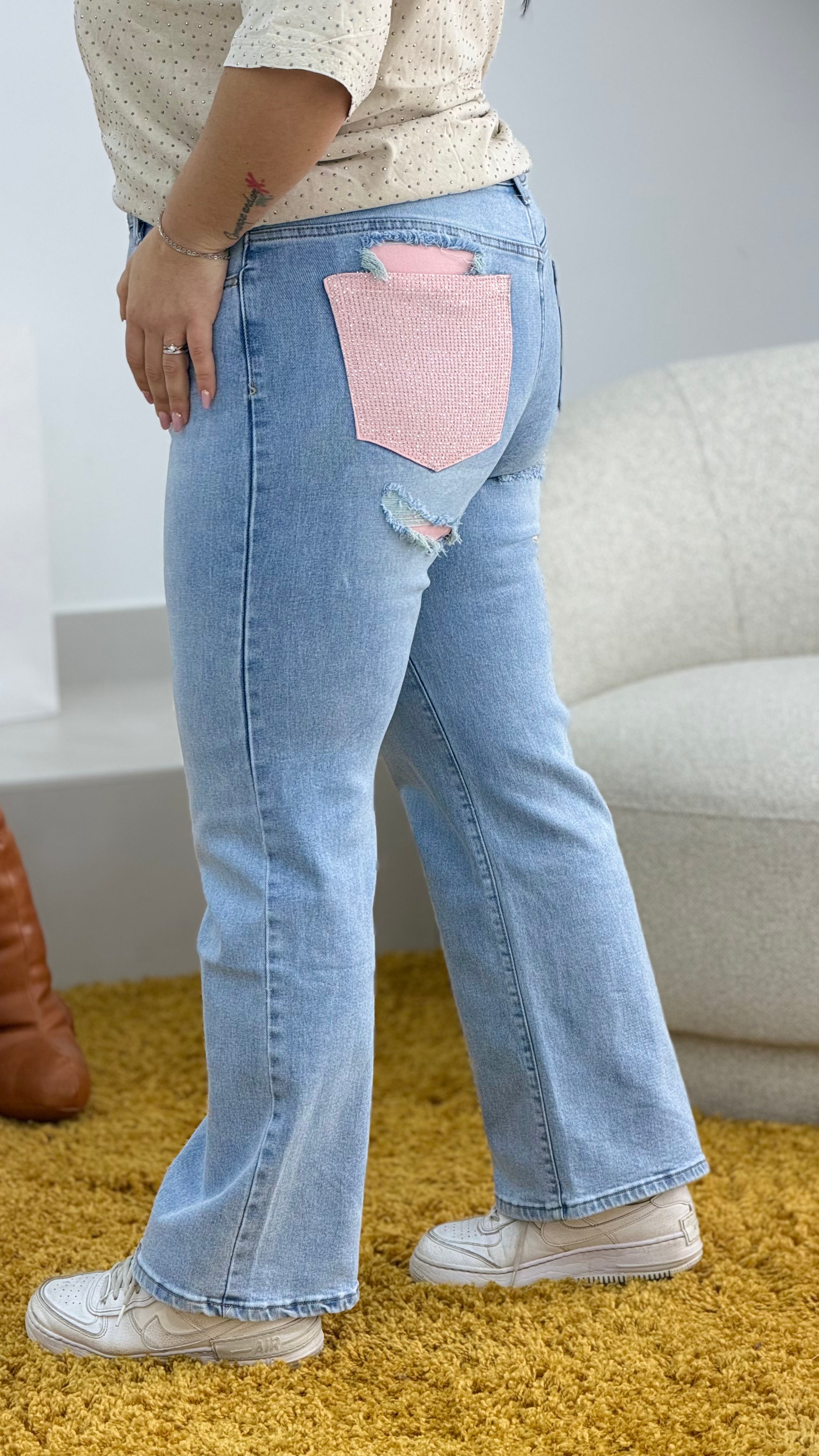 Jeans tasca rosa (42/52)