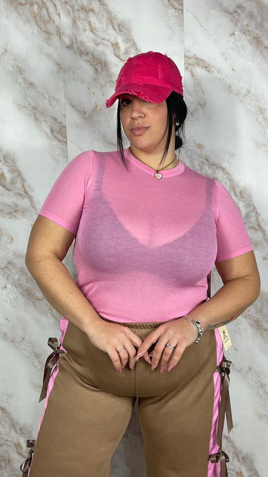 Maglia in filo Rosa Slim & Curvy